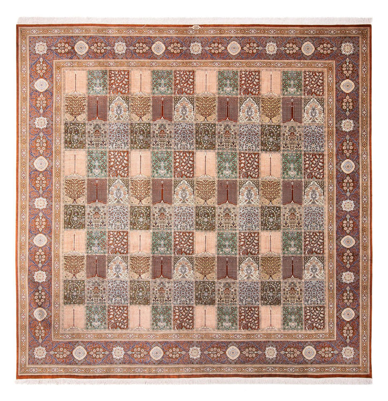 Silketæppe - Ghom Silk - Premium firkantet  - 302 x 297 cm - flerfarvet