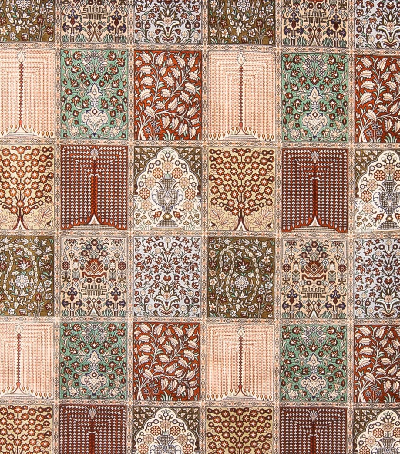 Silketæppe - Ghom Silk - Premium firkantet  - 302 x 297 cm - flerfarvet