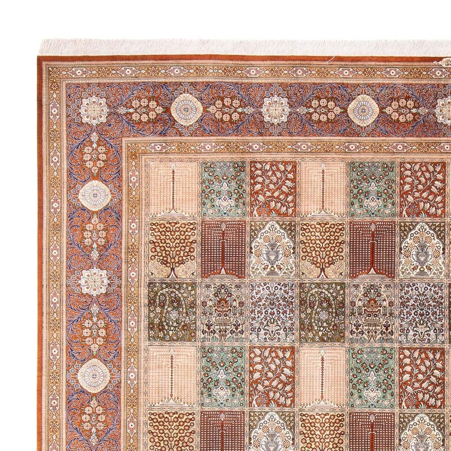 Silketæppe - Ghom Silk - Premium firkantet  - 302 x 297 cm - flerfarvet