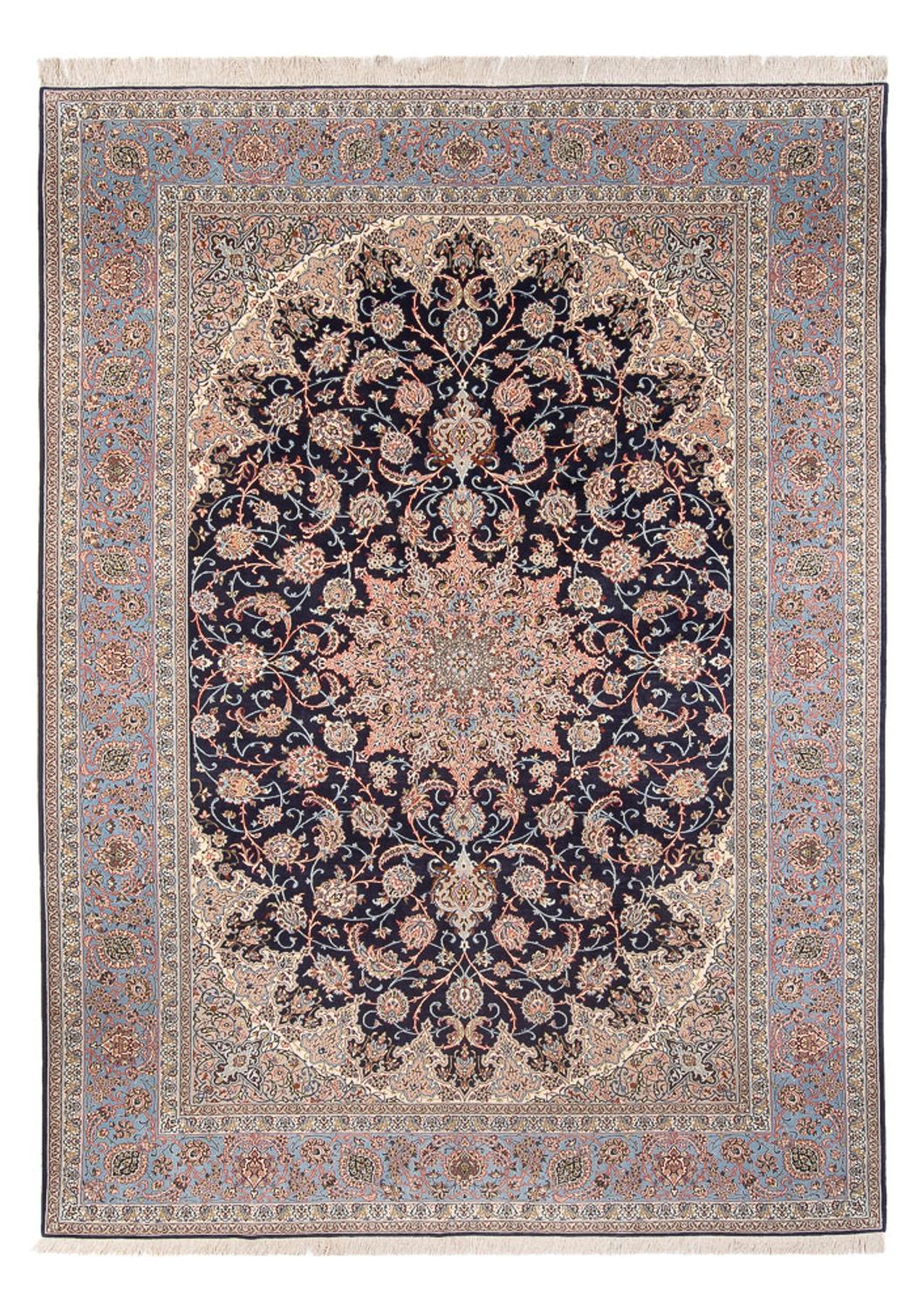 Persisk tæppe - Isfahan - Premium - 355 x 248 cm - mørkeblå