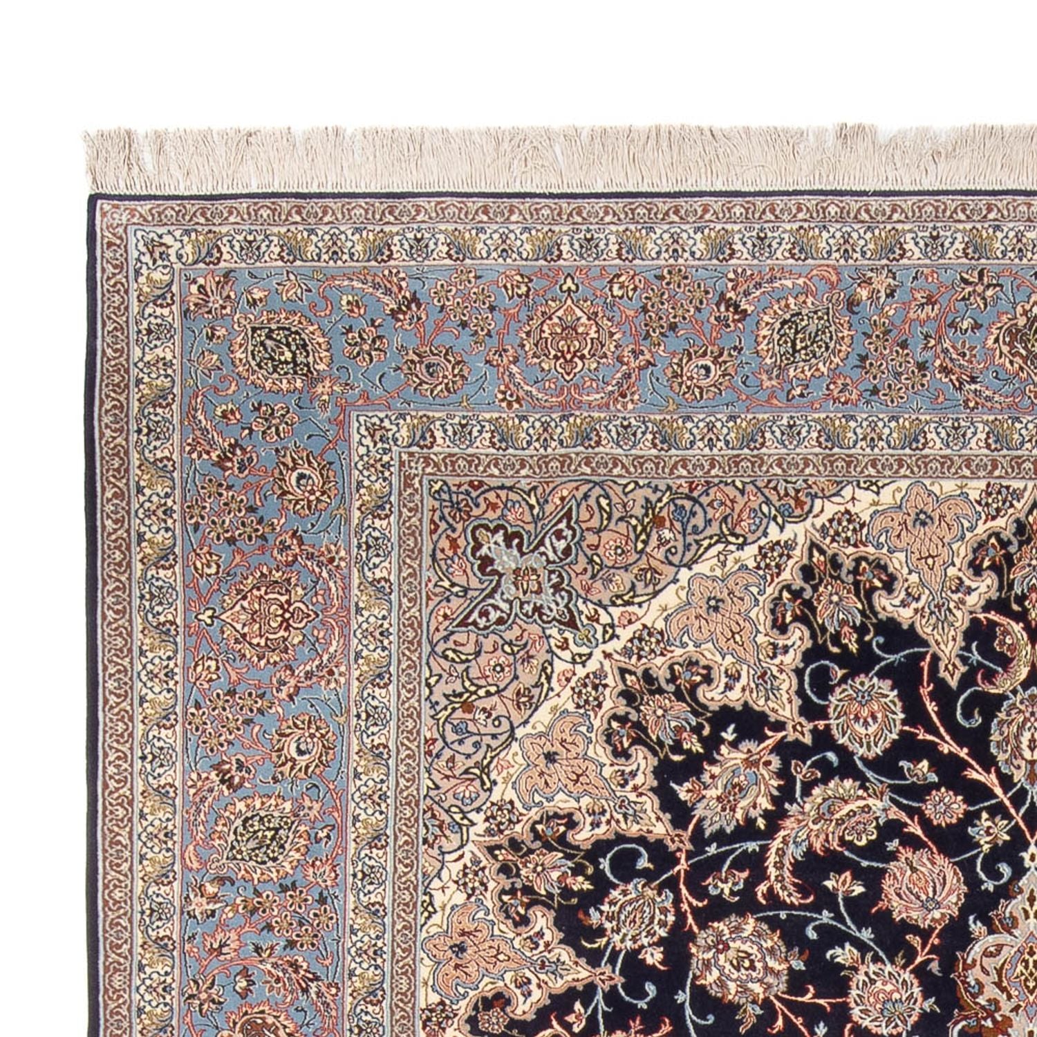 Persisk tæppe - Isfahan - Premium - 355 x 248 cm - mørkeblå