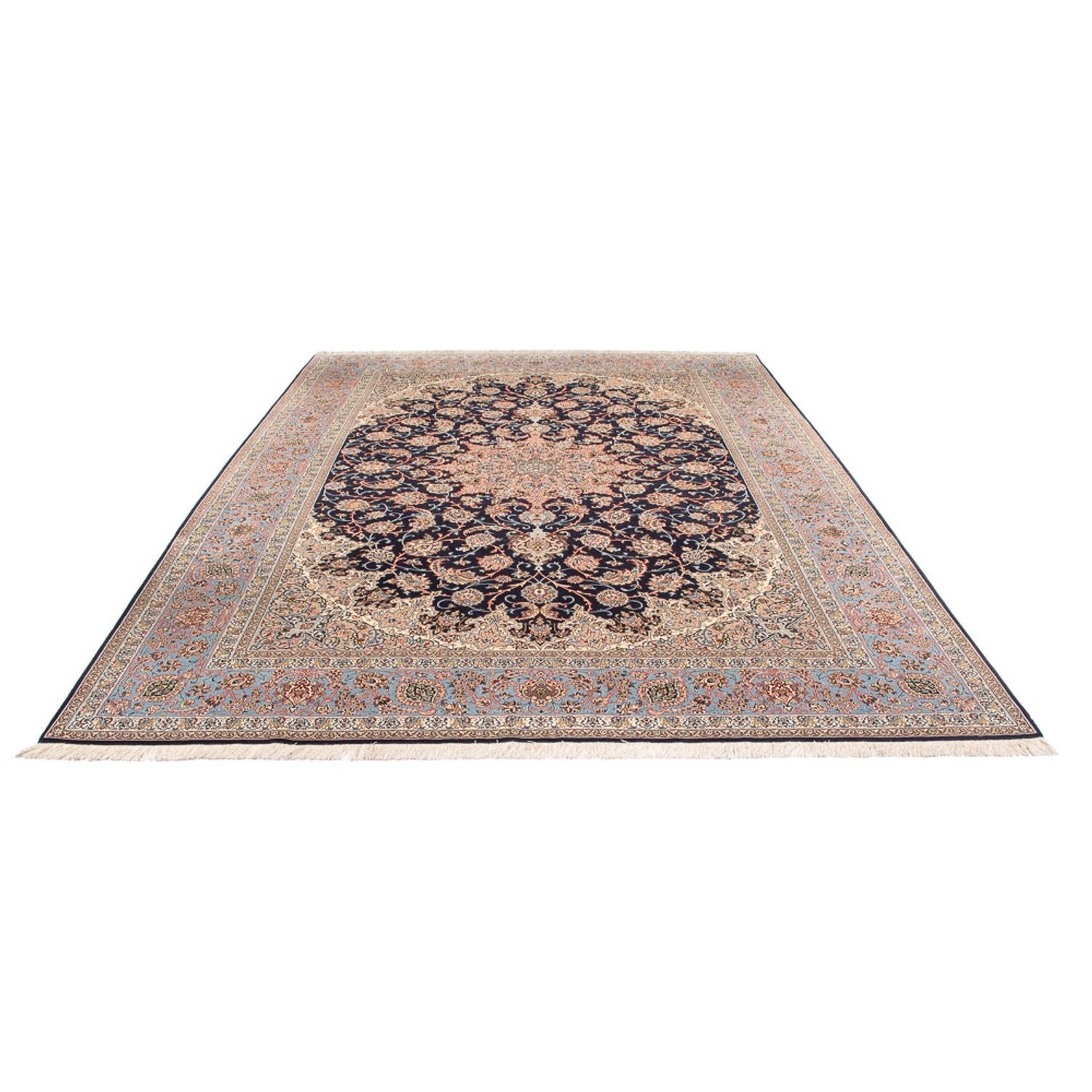 Persisk tæppe - Isfahan - Premium - 355 x 248 cm - mørkeblå