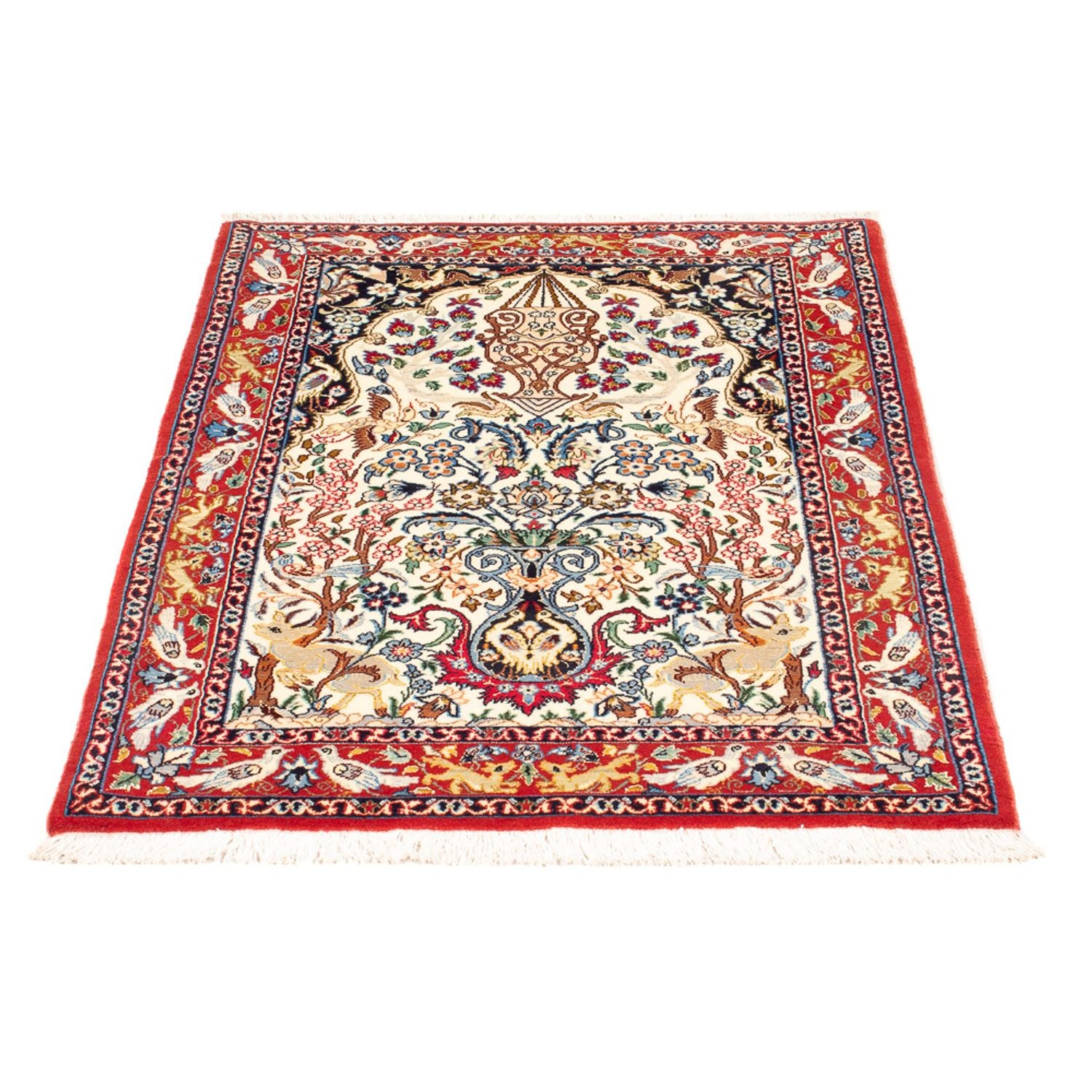 Persisk tæppe - Isfahan - Premium - 100 x 75 cm - creme