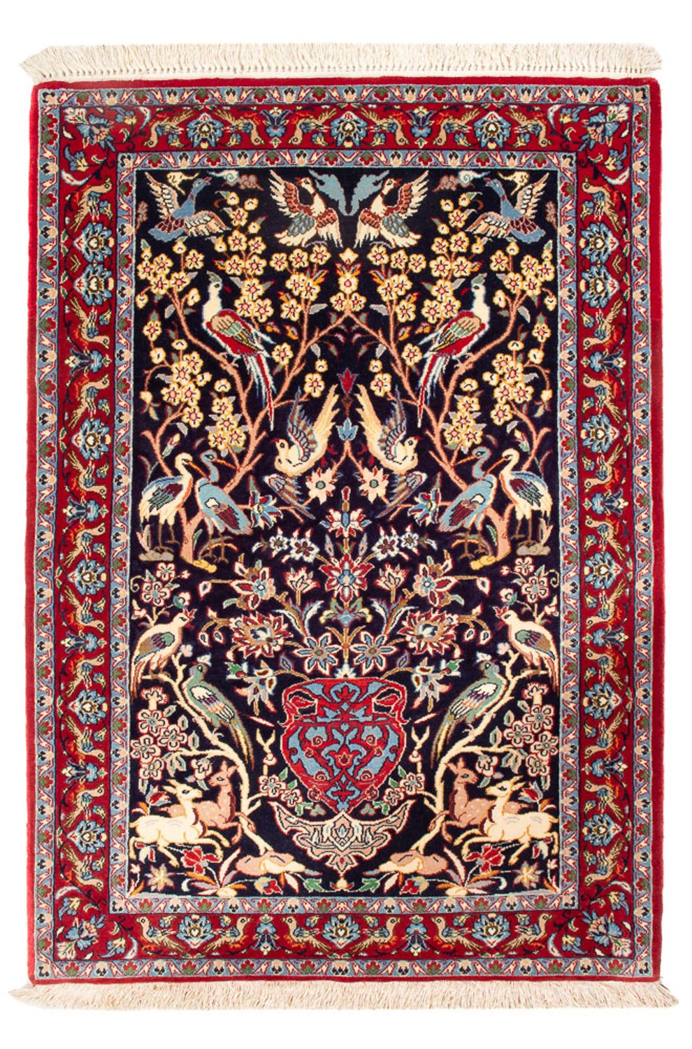 Persisk tæppe - Isfahan - Premium - 106 x 72 cm - mørkeblå