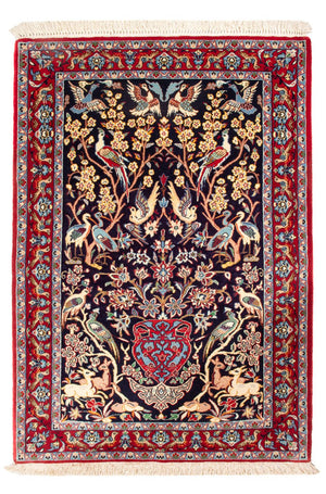 Persisk tæppe - Isfahan - Premium - 106 x 72 cm - mørkeblå