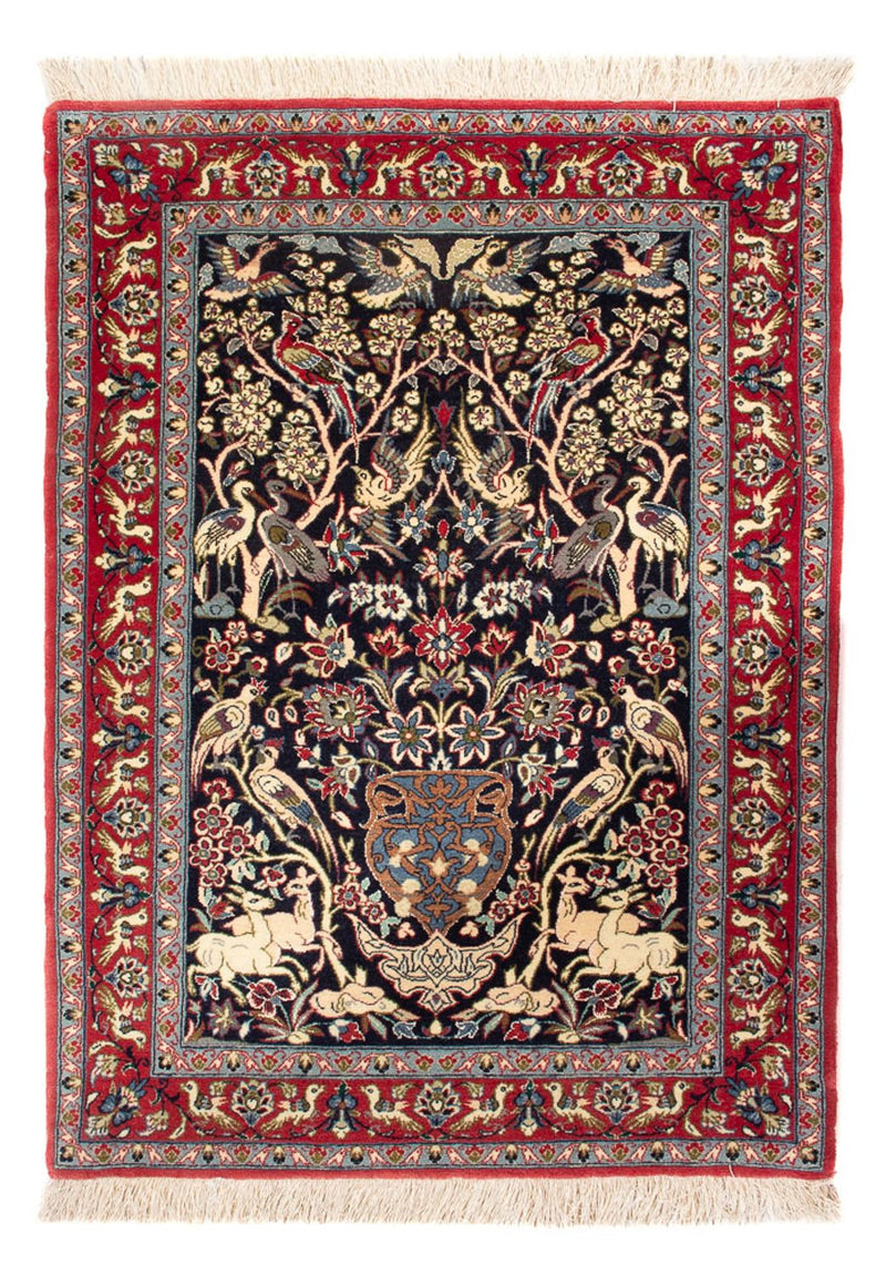 Persisk tæppe - Isfahan - Premium - 98 x 70 cm - mørkeblå