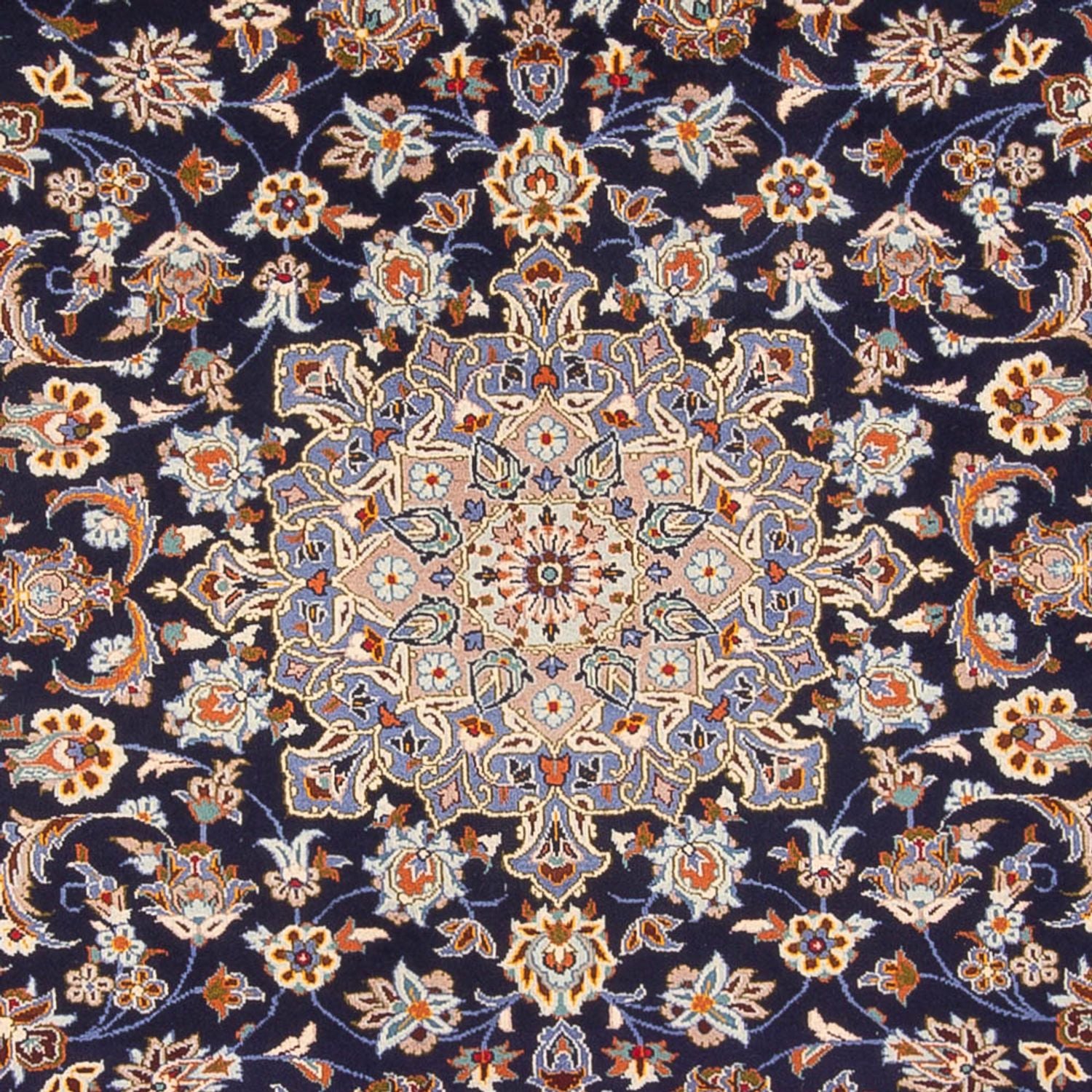 Persisk tæppe - Keshan - 395 x 292 cm - mørkeblå