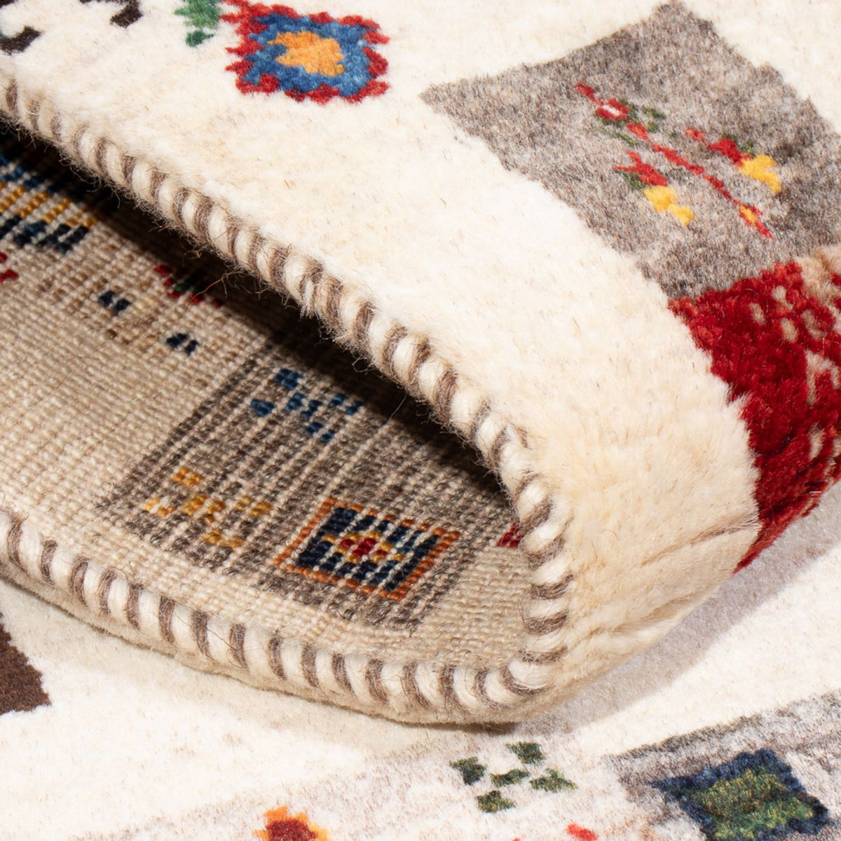 Gabbeh Tæppe - Loribaft Persisk - 126 x 88 cm - flerfarvet