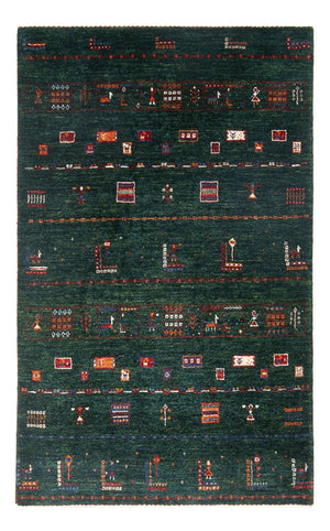 Gabbeh Tæppe - Loribaft Persisk - 136 x 85 cm - mørkegrøn