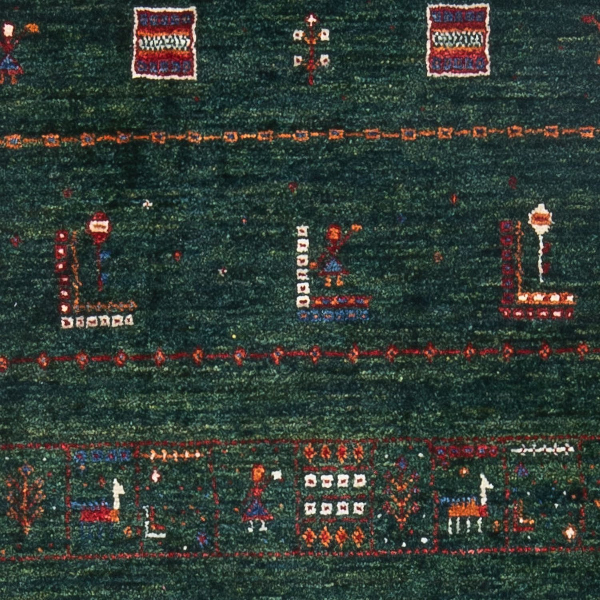 Gabbeh Tæppe - Loribaft Persisk - 136 x 85 cm - mørkegrøn