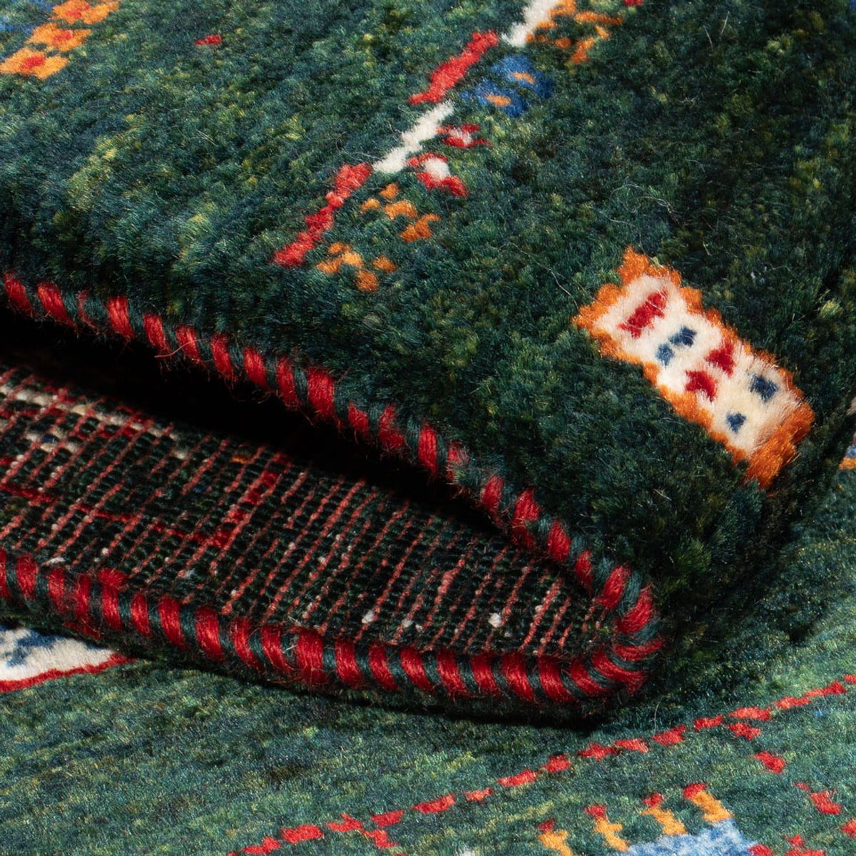 Gabbeh Tæppe - Loribaft Persisk - 136 x 85 cm - mørkegrøn