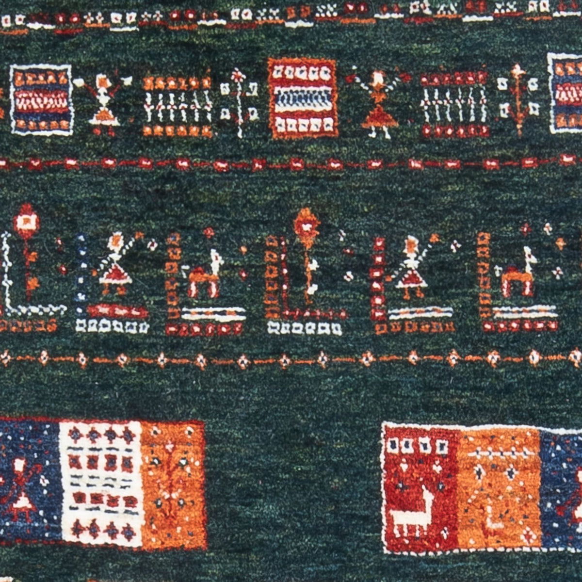 Gabbeh Tæppe - Loribaft Persisk - 135 x 85 cm - mørkegrøn