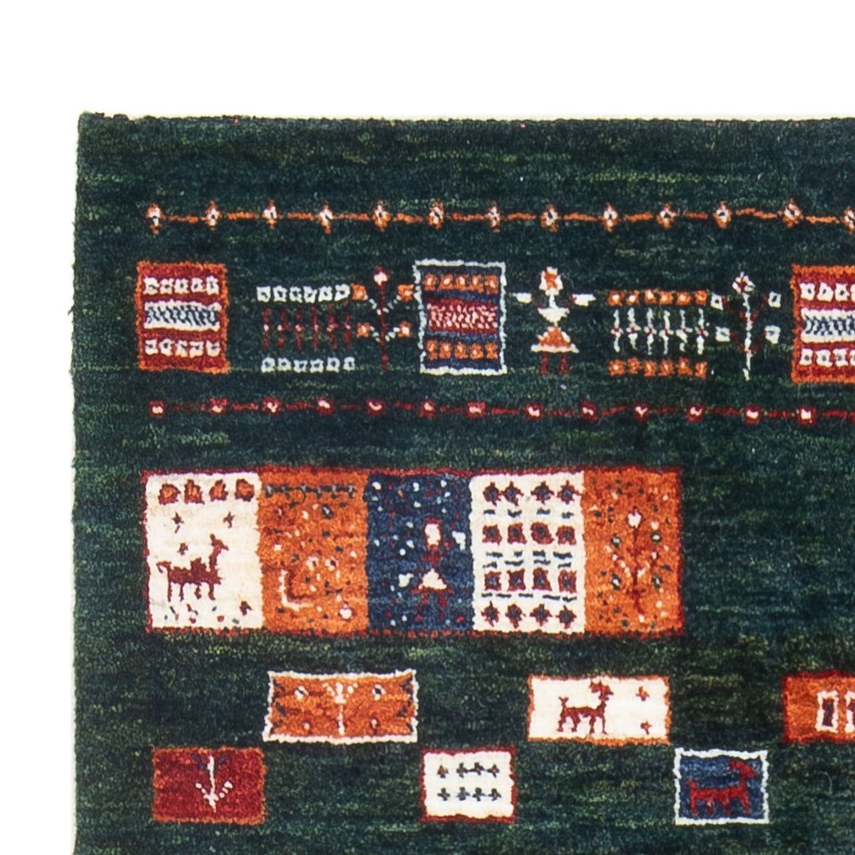 Gabbeh Tæppe - Loribaft Persisk - 135 x 85 cm - mørkegrøn