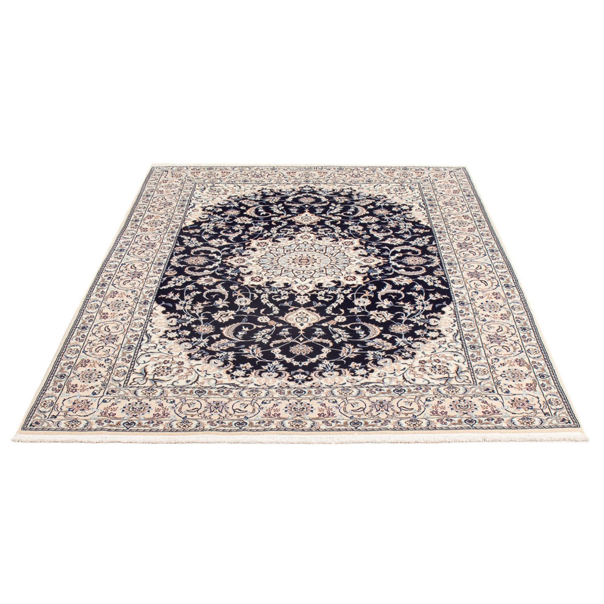 Persisk tæppe - Nain - Premium - 175 x 128 cm - mørkeblå