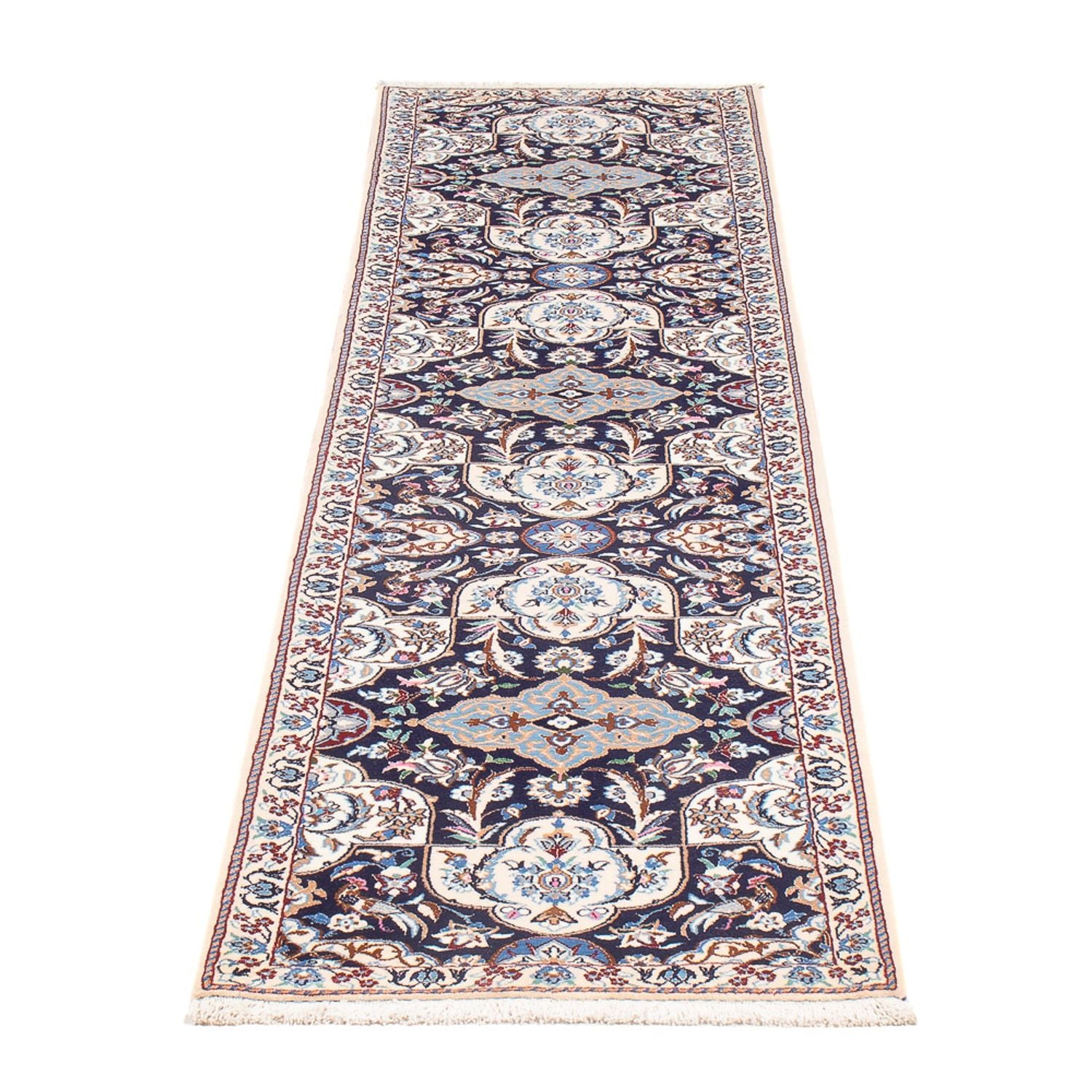 Løber Persisk tæppe - Nain - Premium - 220 x 52 cm - mørkeblå