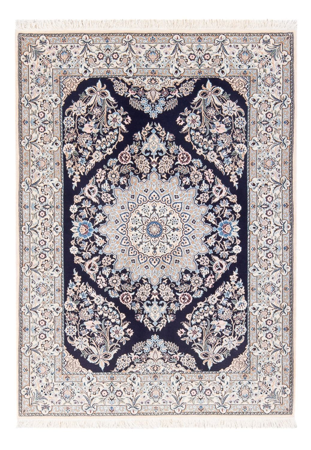 Persisk tæppe - Nain - Premium - 147 x 104 cm - mørkeblå