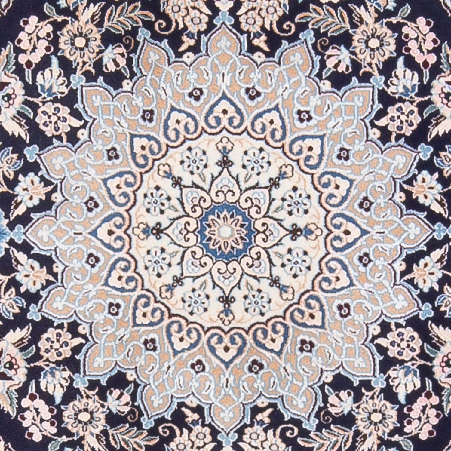 Persisk tæppe - Nain - Premium - 147 x 104 cm - mørkeblå