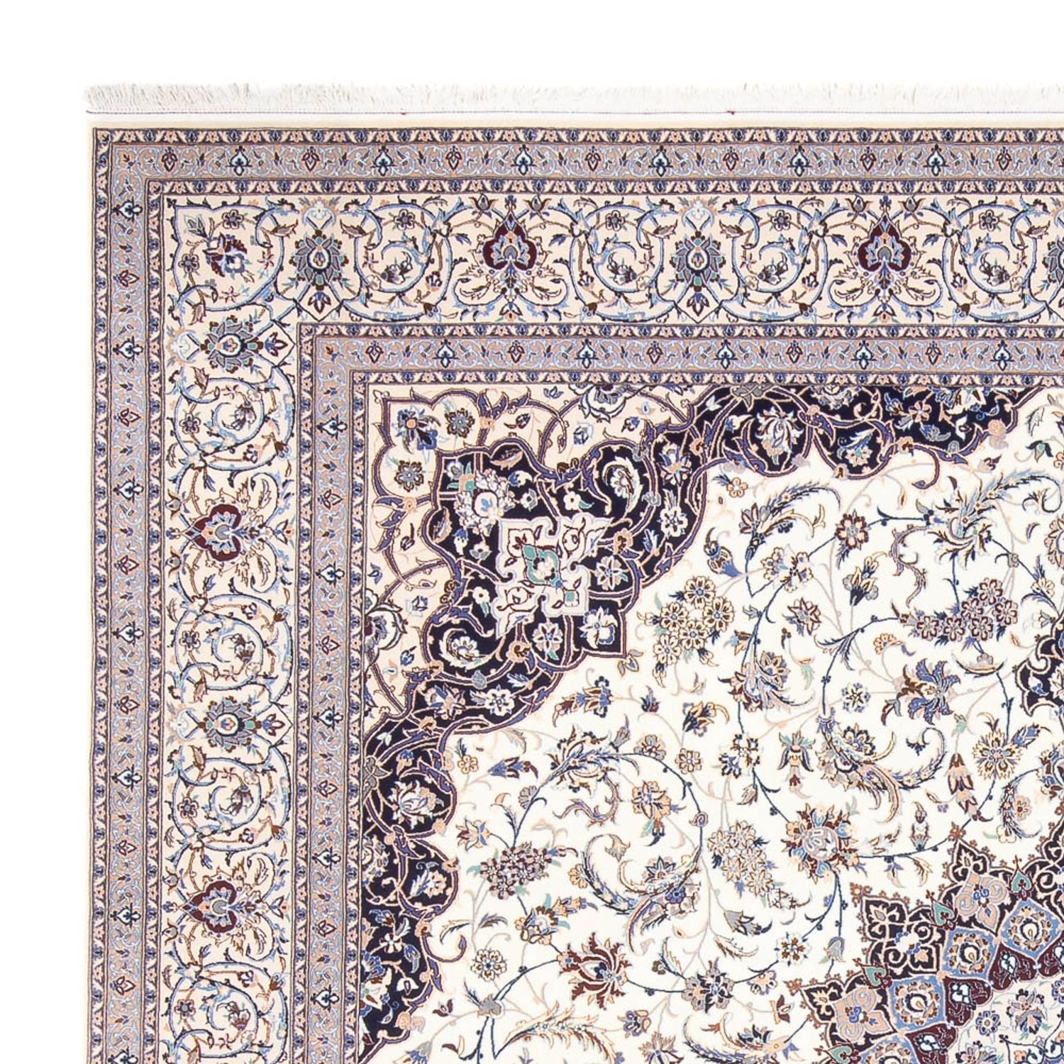 Persisk tæppe - Nain - Premium firkantet  - 308 x 308 cm - creme