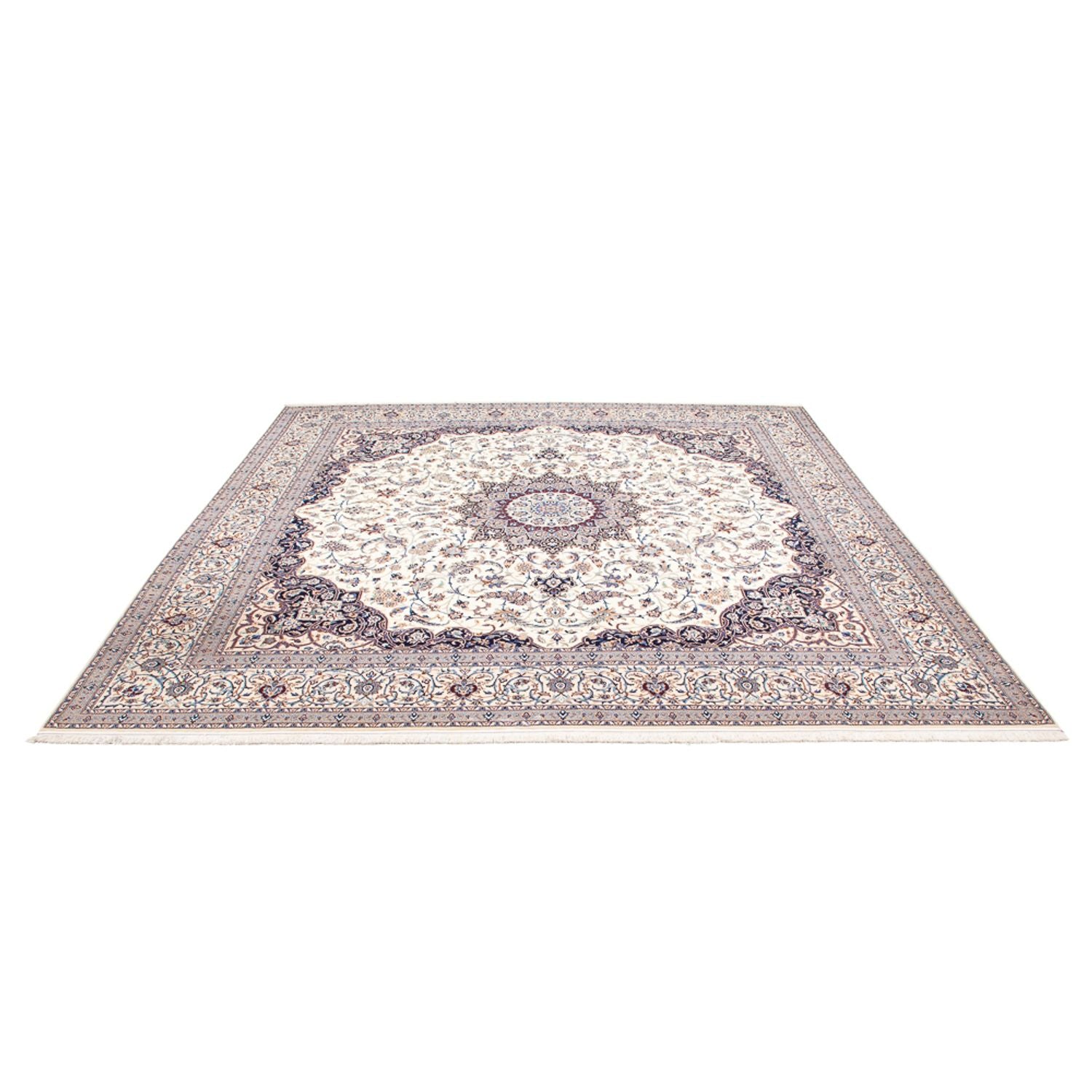 Persisk tæppe - Nain - Premium firkantet  - 308 x 308 cm - creme