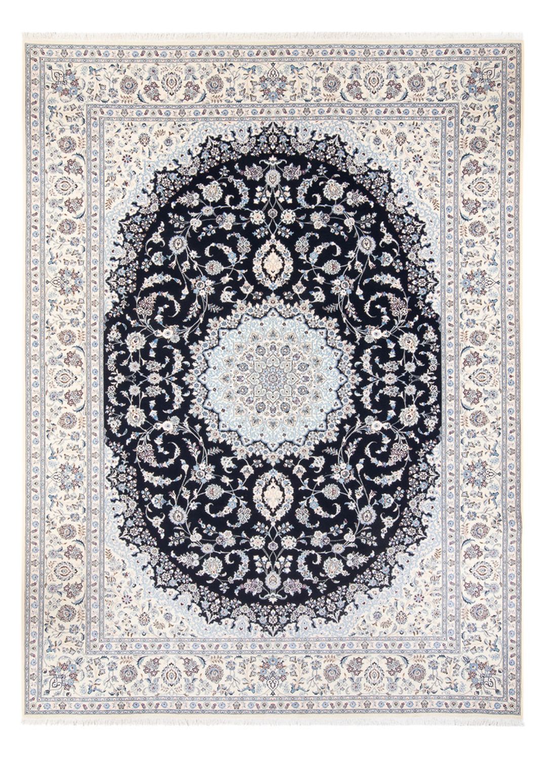 Persisk tæppe - Nain - Premium - 345 x 252 cm - mørkeblå