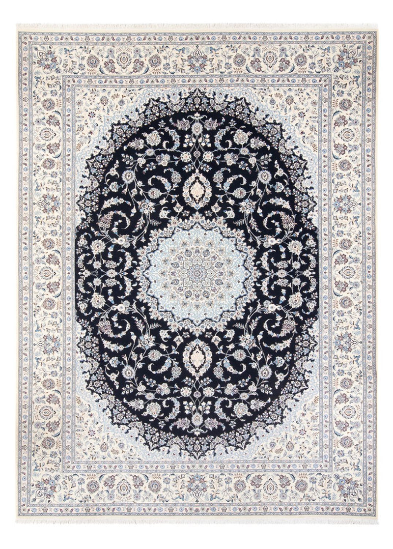 Persisk tæppe - Nain - Premium - 345 x 252 cm - mørkeblå