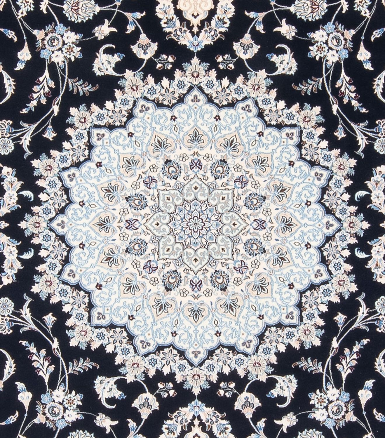 Persisk tæppe - Nain - Premium - 345 x 252 cm - mørkeblå