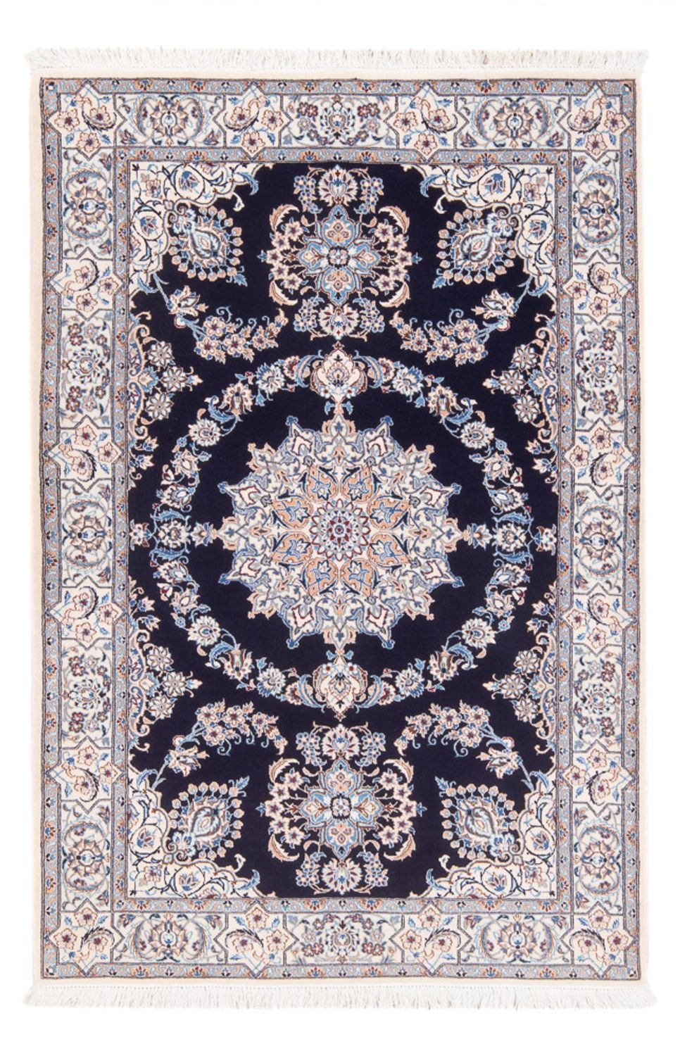 Persisk tæppe - Nain - Premium - 147 x 100 cm - mørkeblå