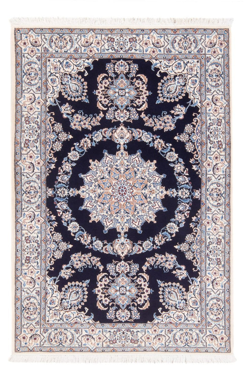 Persisk tæppe - Nain - Premium - 147 x 100 cm - mørkeblå