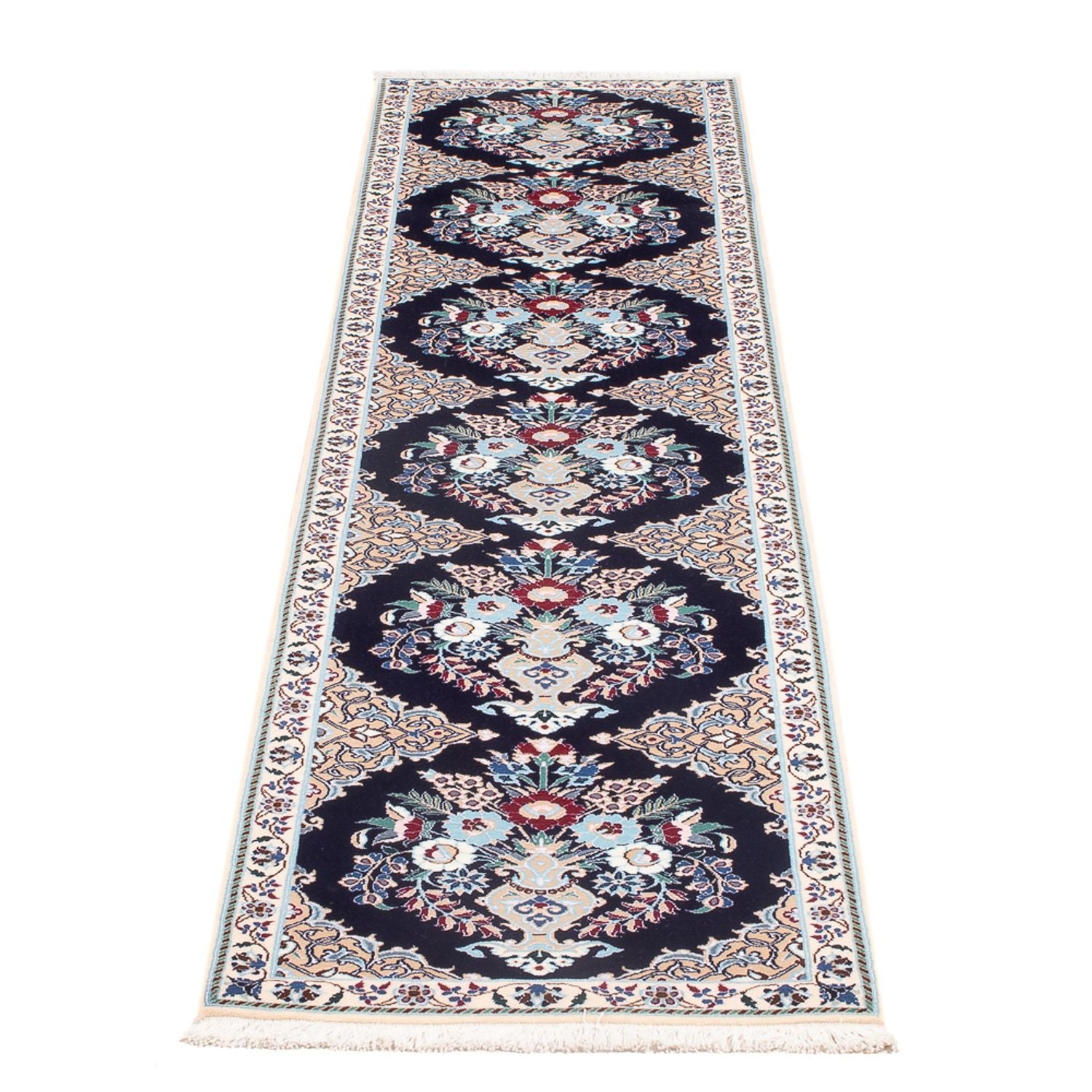 Løber Persisk tæppe - Nain - Premium - 227 x 48 cm - mørkeblå