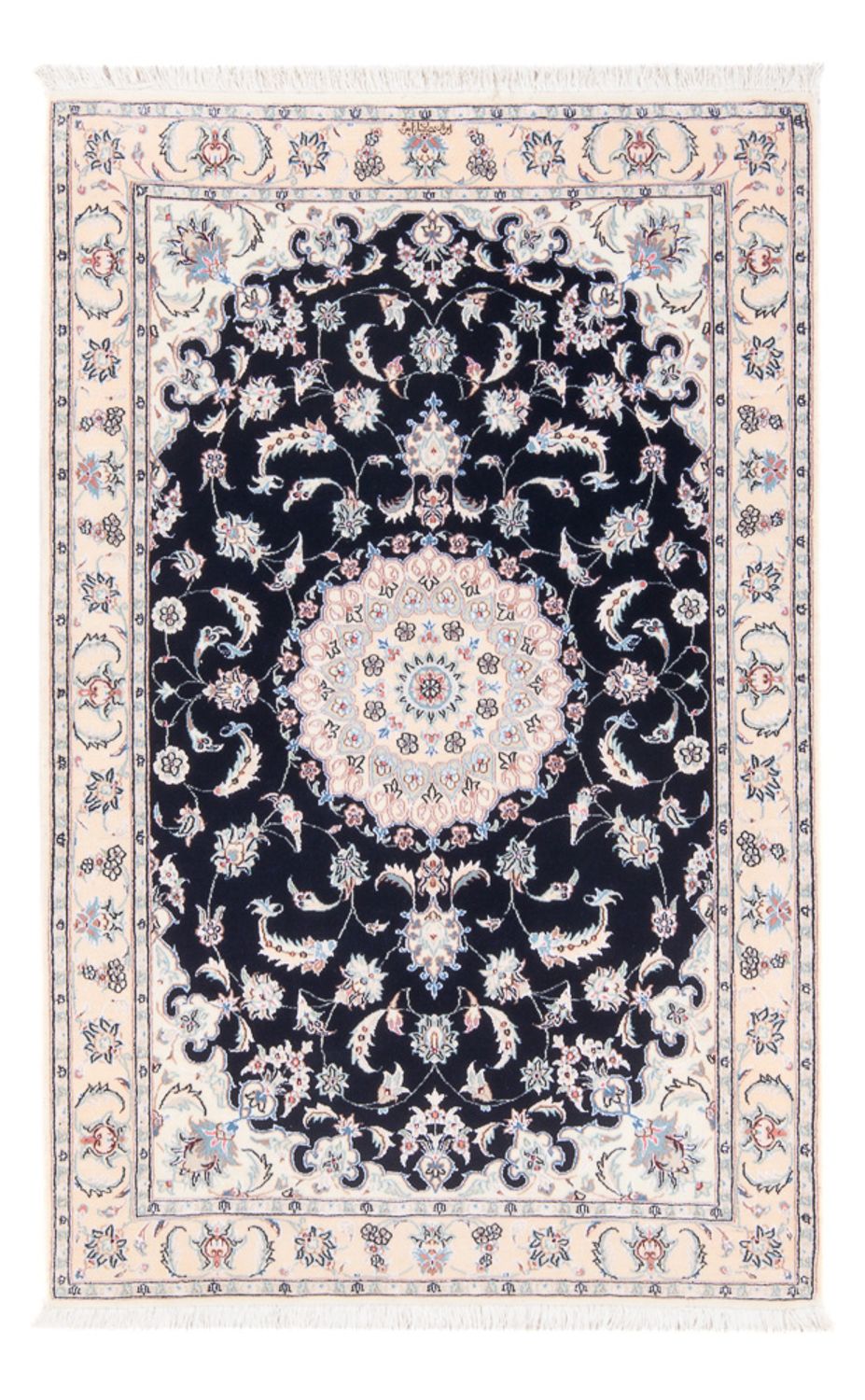 Persisk tæppe - Nain - Premium - 141 x 93 cm - mørkeblå