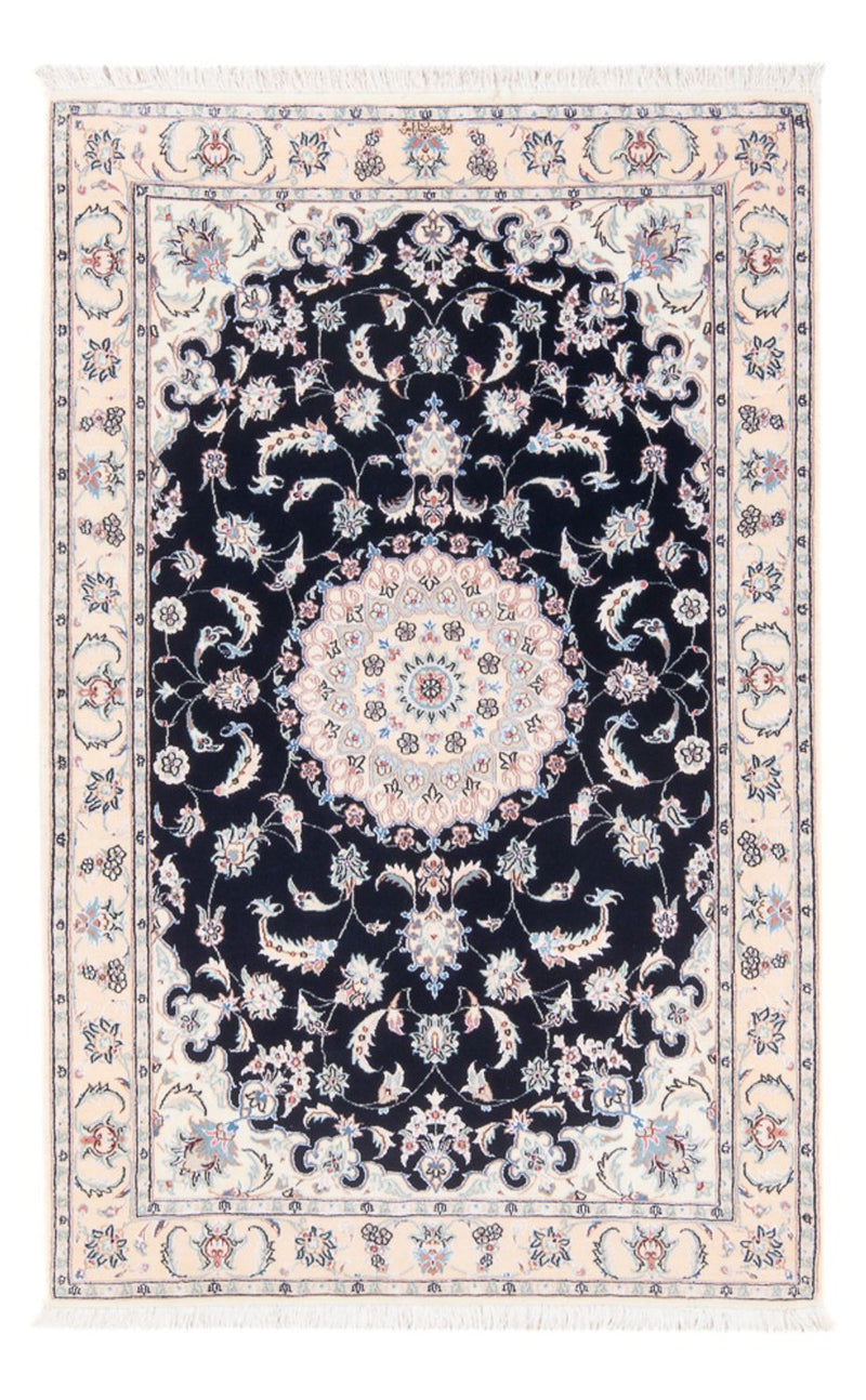 Persisk tæppe - Nain - Premium - 141 x 93 cm - mørkeblå