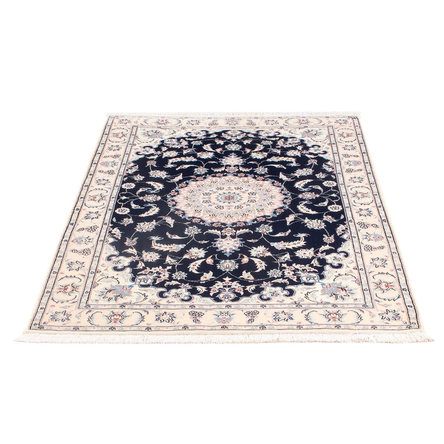 Persisk tæppe - Nain - Premium - 141 x 93 cm - mørkeblå