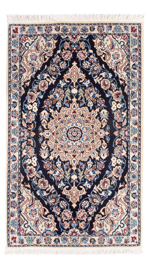 Persisk tæppe - Nain - Premium - 83 x 48 cm - mørkeblå