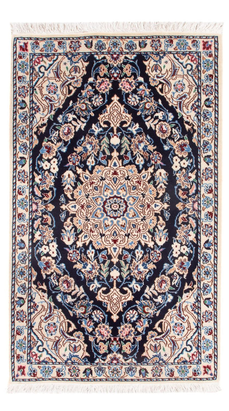 Persisk tæppe - Nain - Premium - 83 x 48 cm - mørkeblå