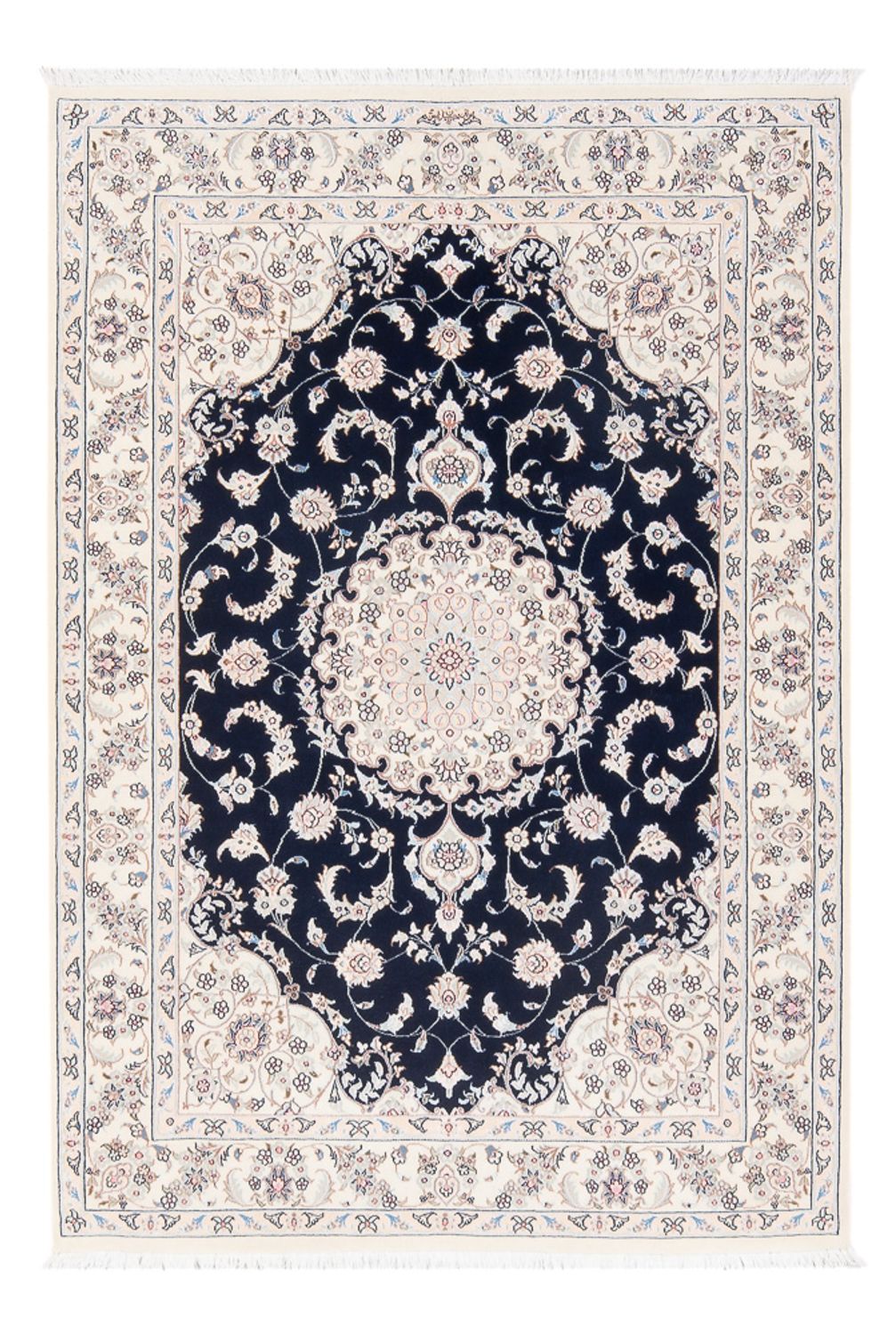 Persisk tæppe - Nain - Premium - 160 x 110 cm - mørkeblå