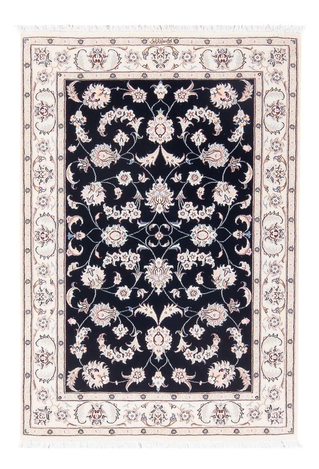 Persisk tæppe - Nain - Premium - 123 x 81 cm - mørkeblå