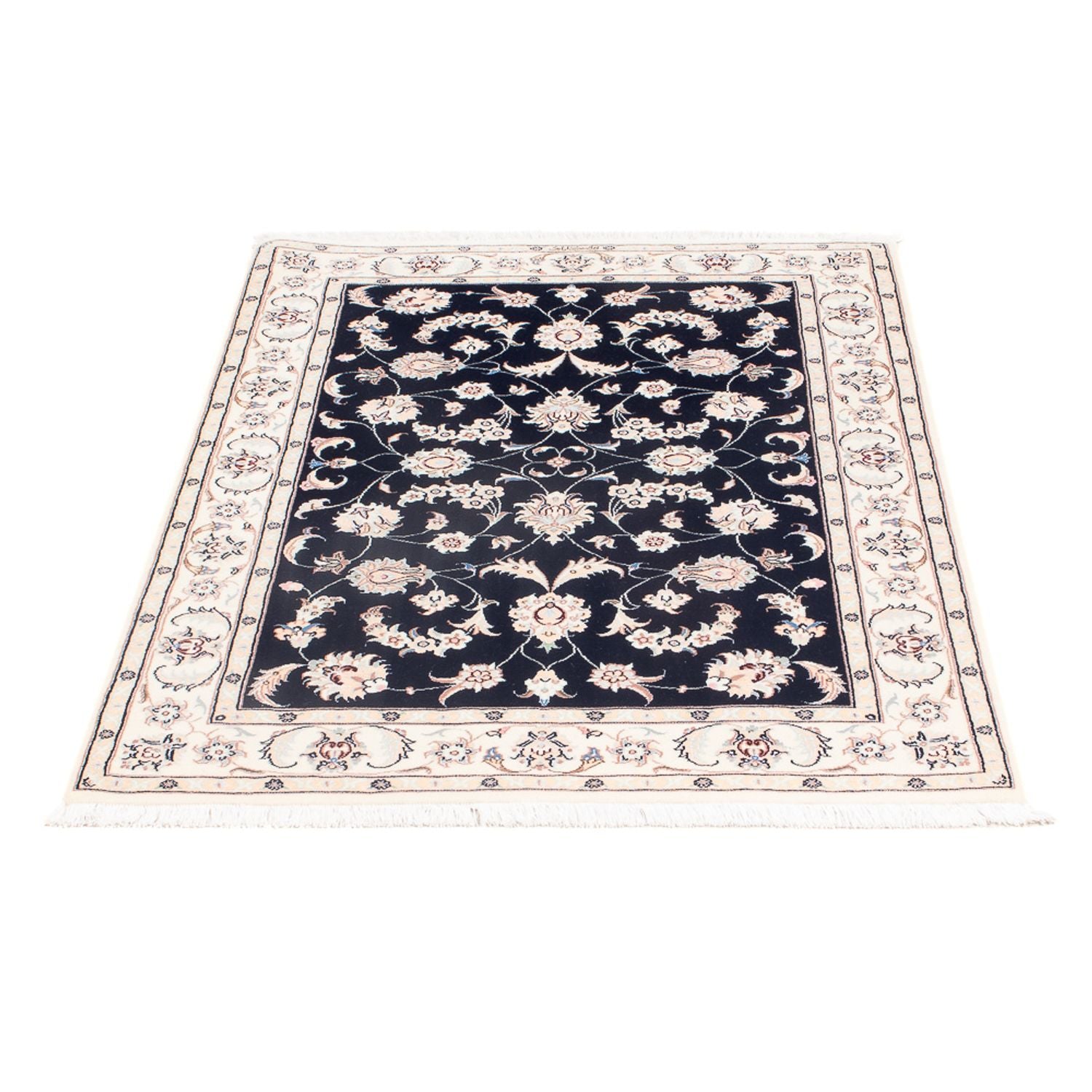 Persisk tæppe - Nain - Premium - 123 x 81 cm - mørkeblå
