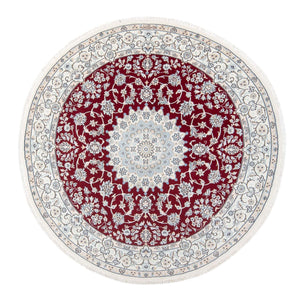 Persisk tæppe - Nain - Premium rundt  - 150 x 150 cm - rød