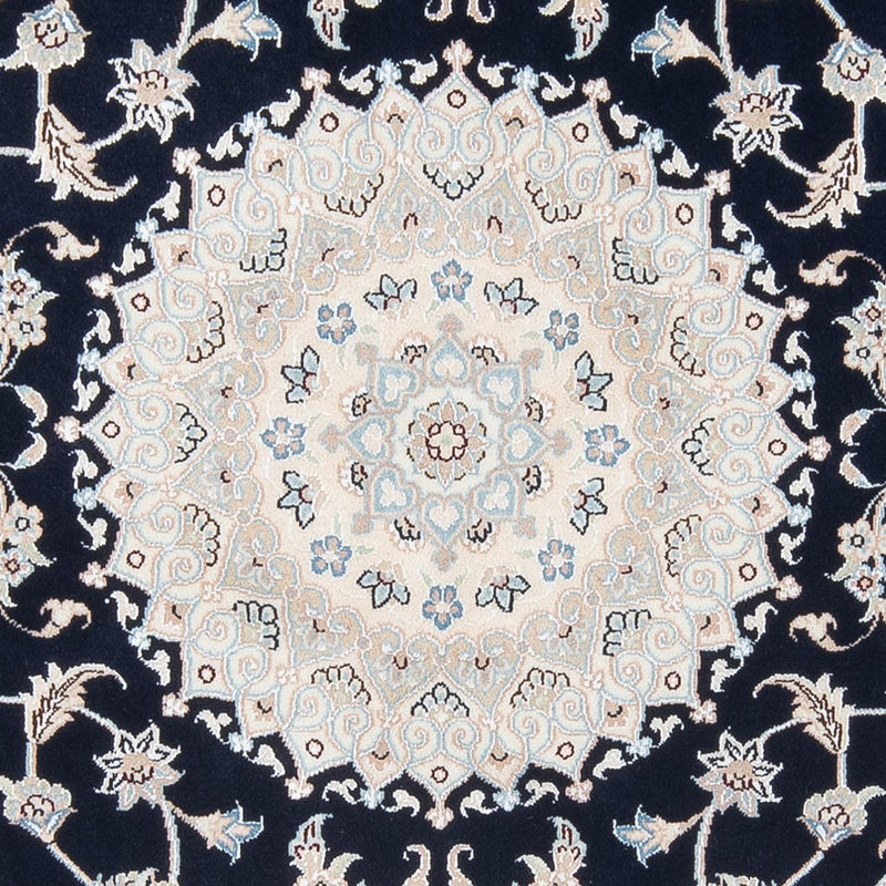 Persisk tæppe - Nain - Premium rundt  - 150 x 150 cm - mørkeblå