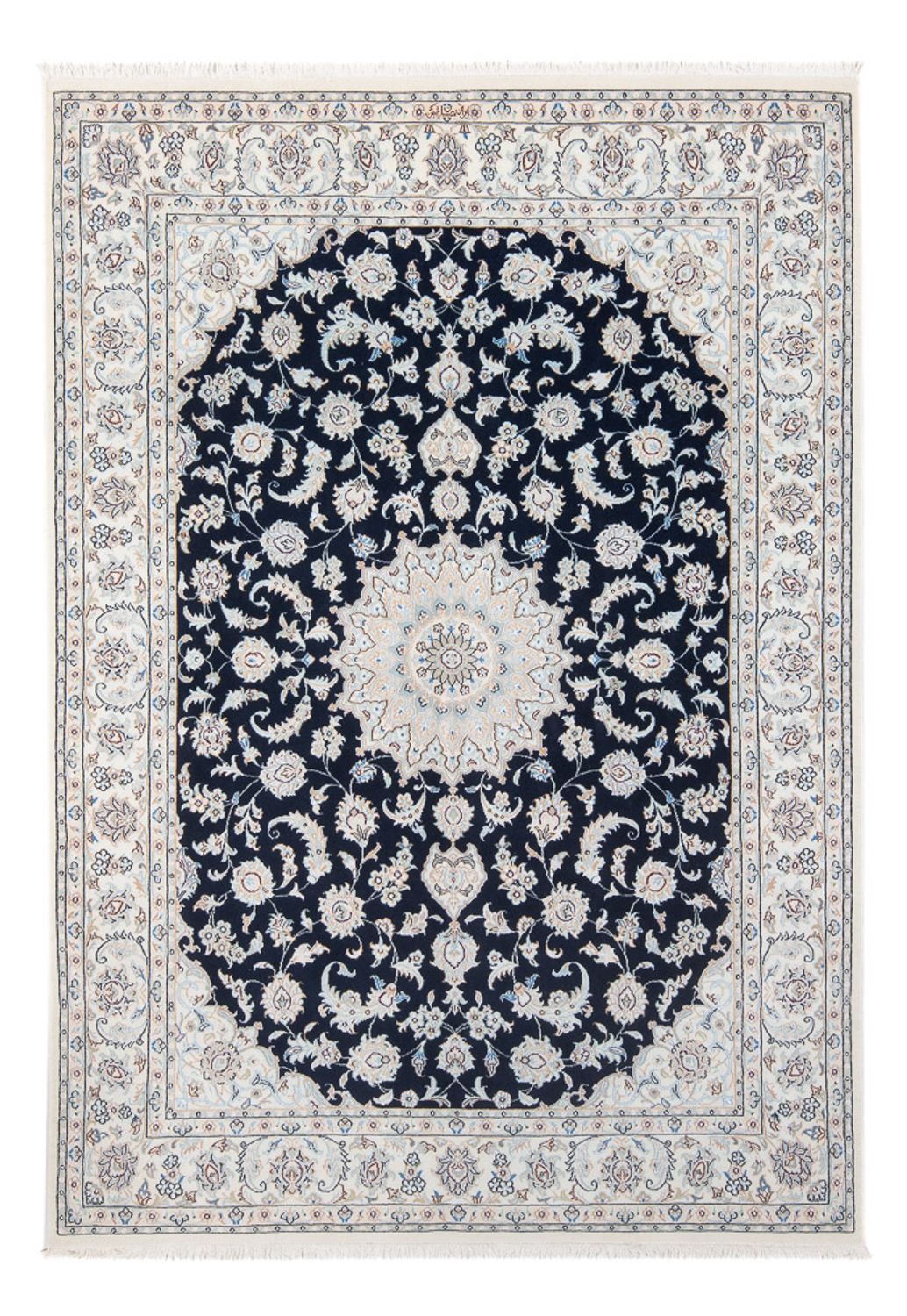 Persisk tæppe - Nain - Premium - 207 x 146 cm - mørkeblå
