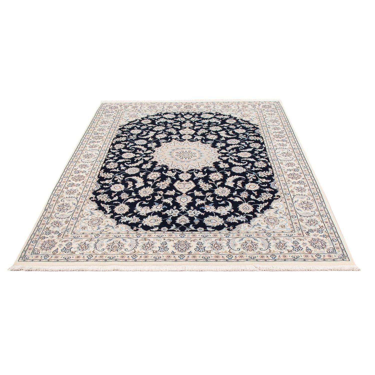Persisk tæppe - Nain - Premium - 207 x 146 cm - mørkeblå