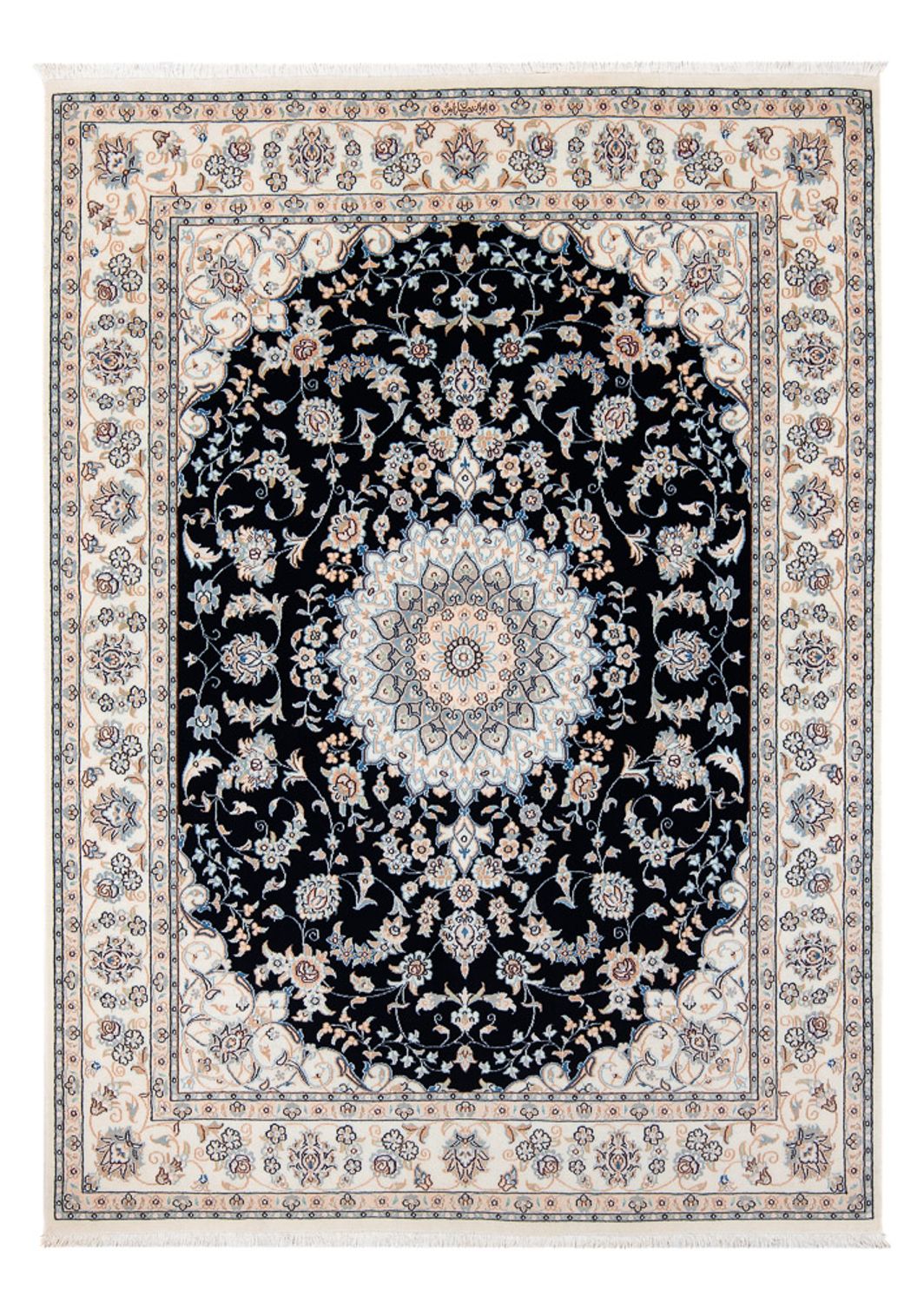 Persisk tæppe - Nain - Premium - 204 x 149 cm - mørkeblå