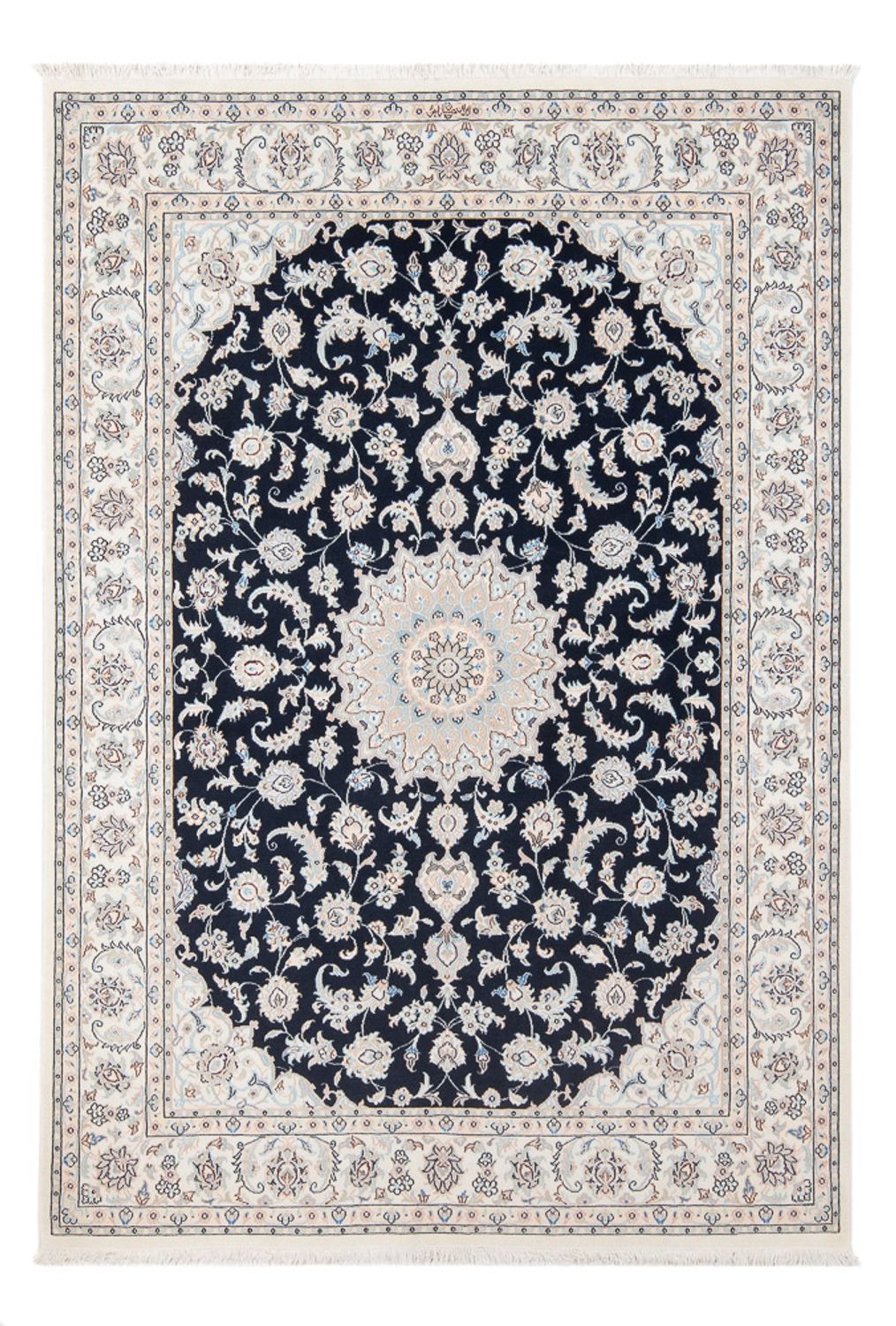 Persisk tæppe - Nain - Premium - 203 x 147 cm - mørkeblå