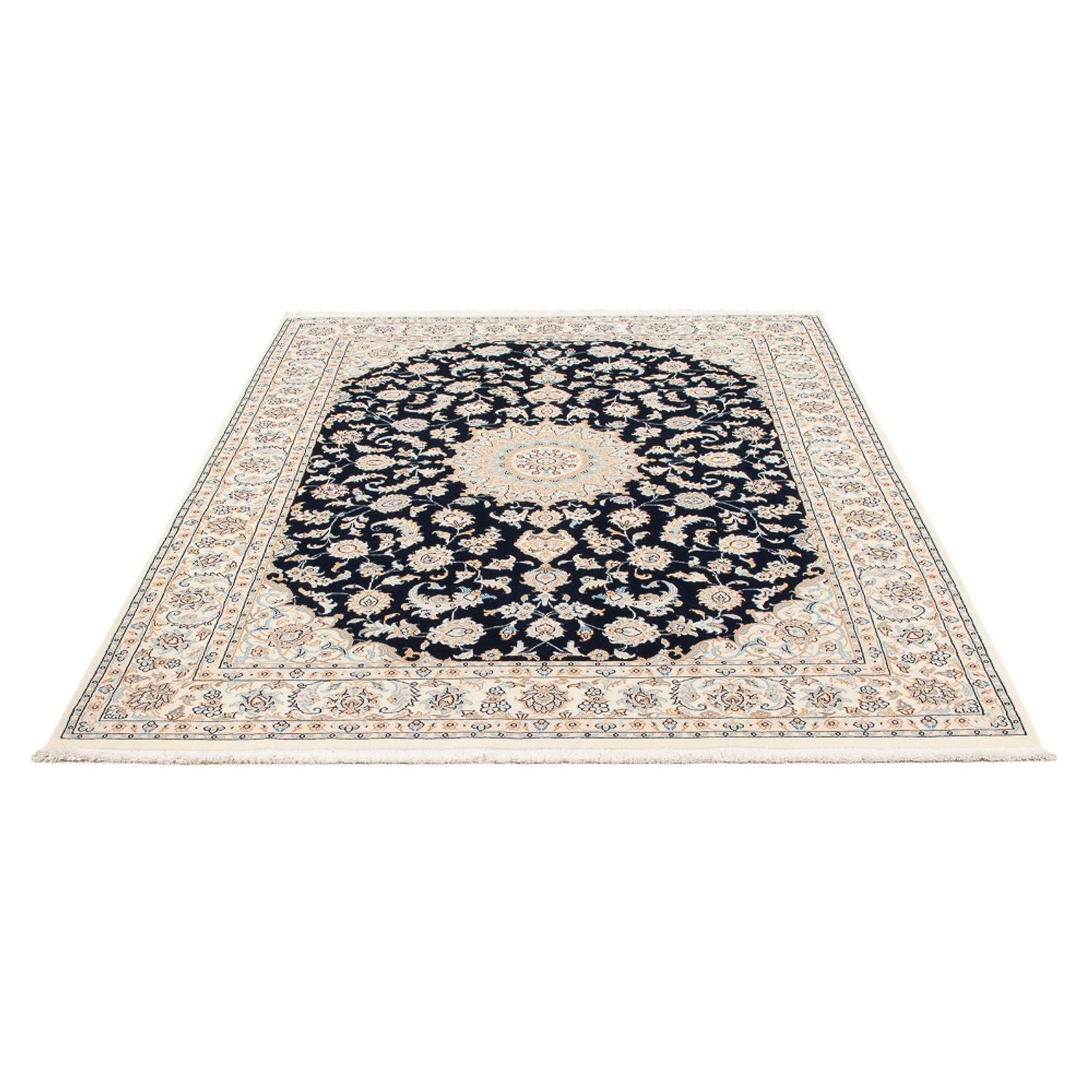 Persisk tæppe - Nain - Premium - 205 x 148 cm - mørkeblå