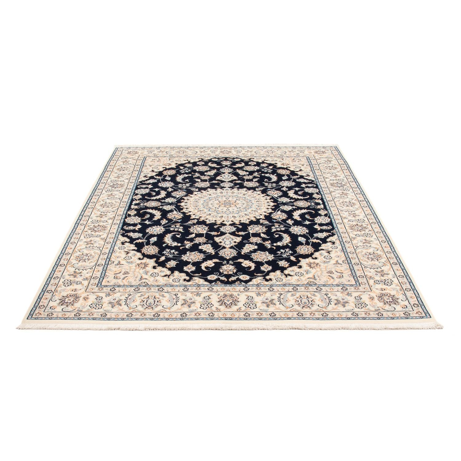 Persisk tæppe - Nain - Premium - 202 x 151 cm - mørkeblå
