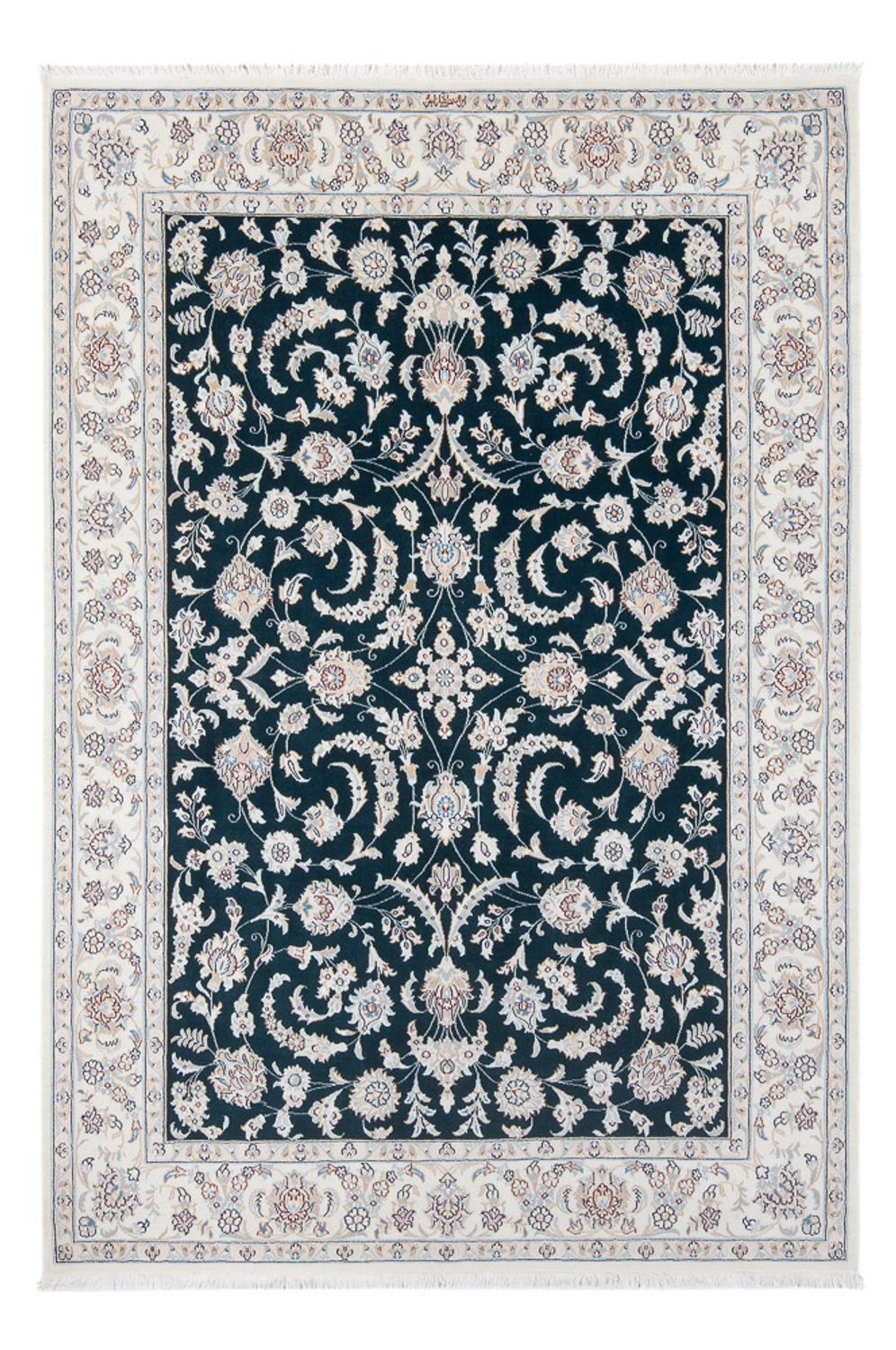 Persisk tæppe - Nain - Premium - 210 x 148 cm - mørkeblå