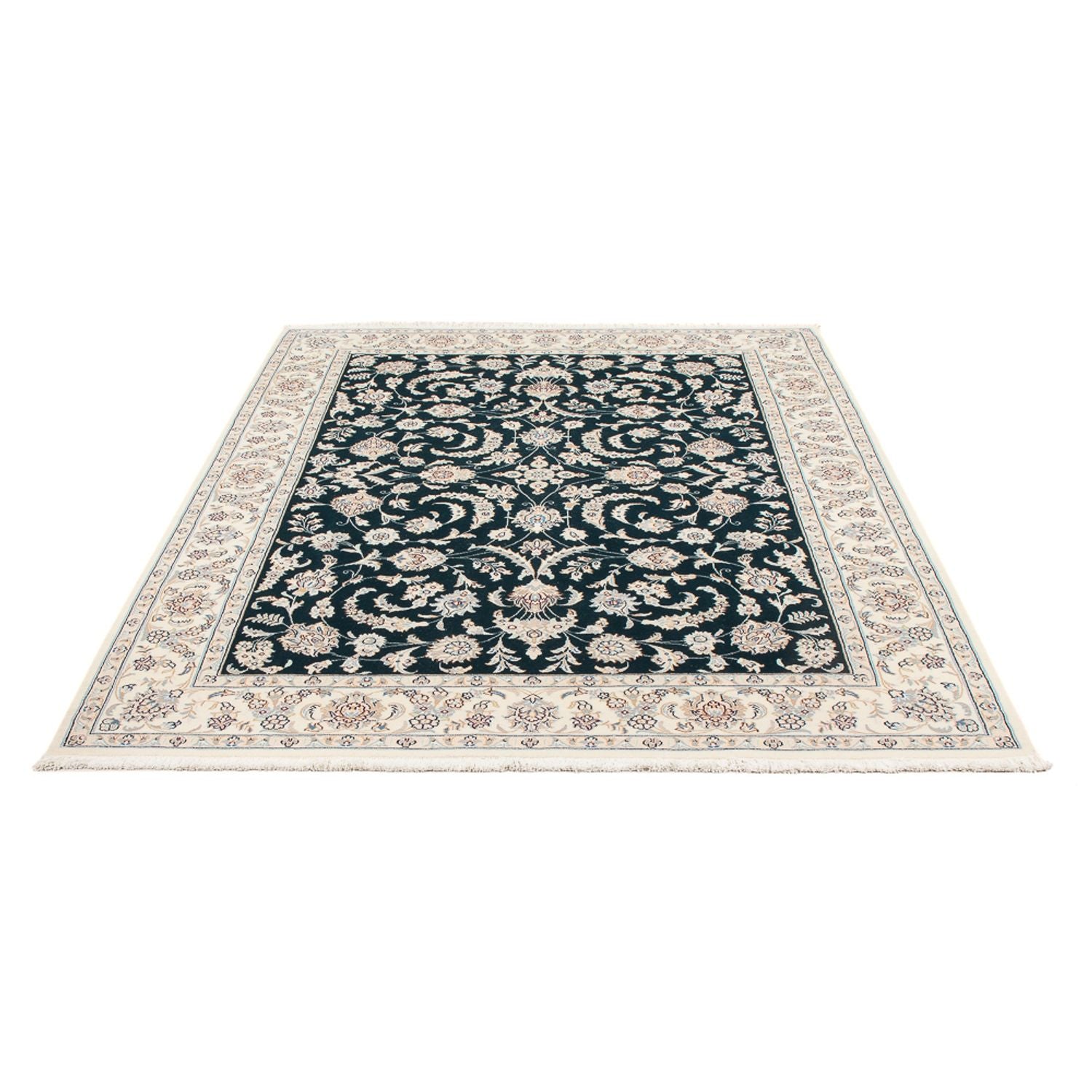 Persisk tæppe - Nain - Premium - 210 x 148 cm - mørkeblå