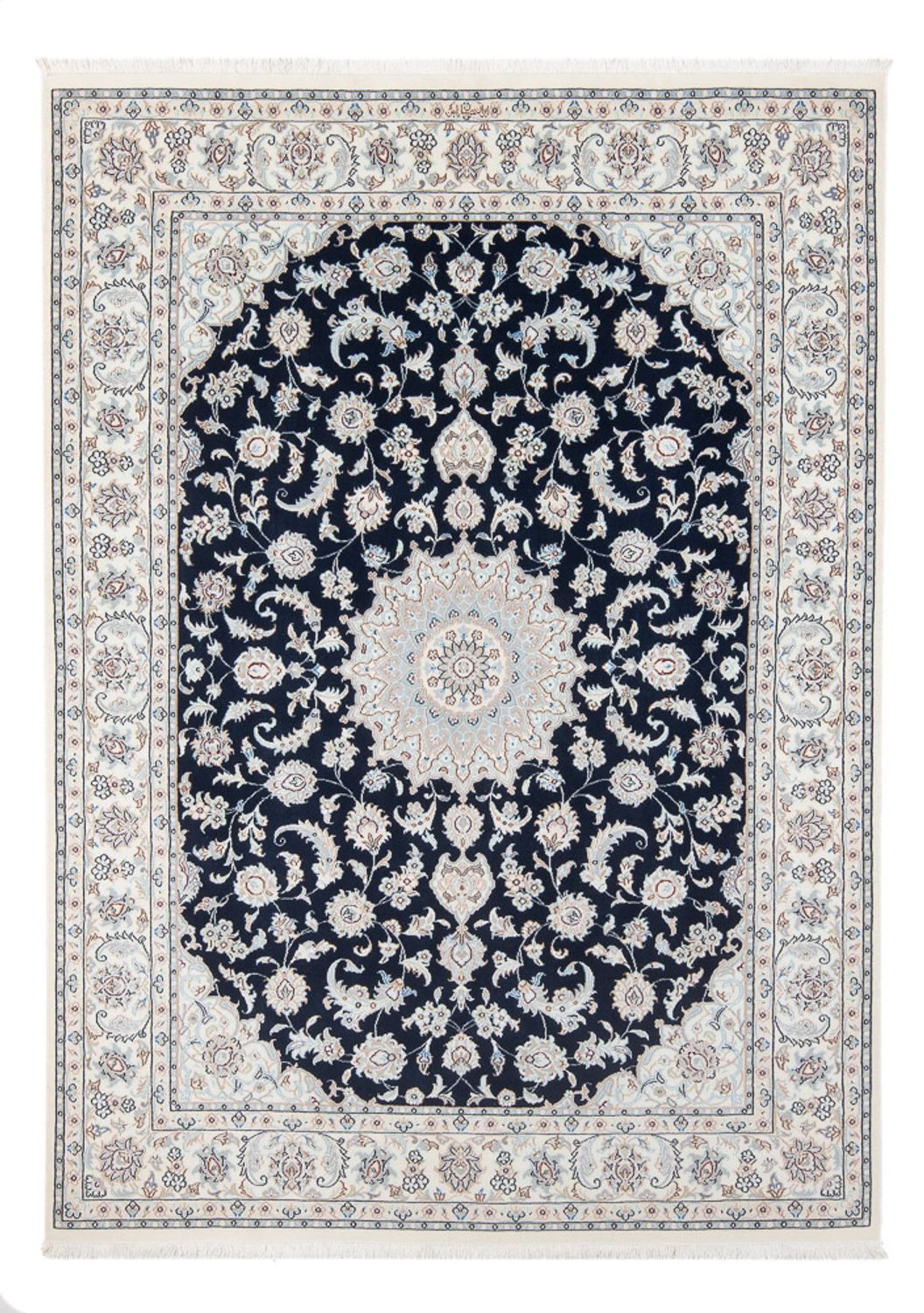 Persisk tæppe - Nain - Premium - 202 x 150 cm - mørkeblå