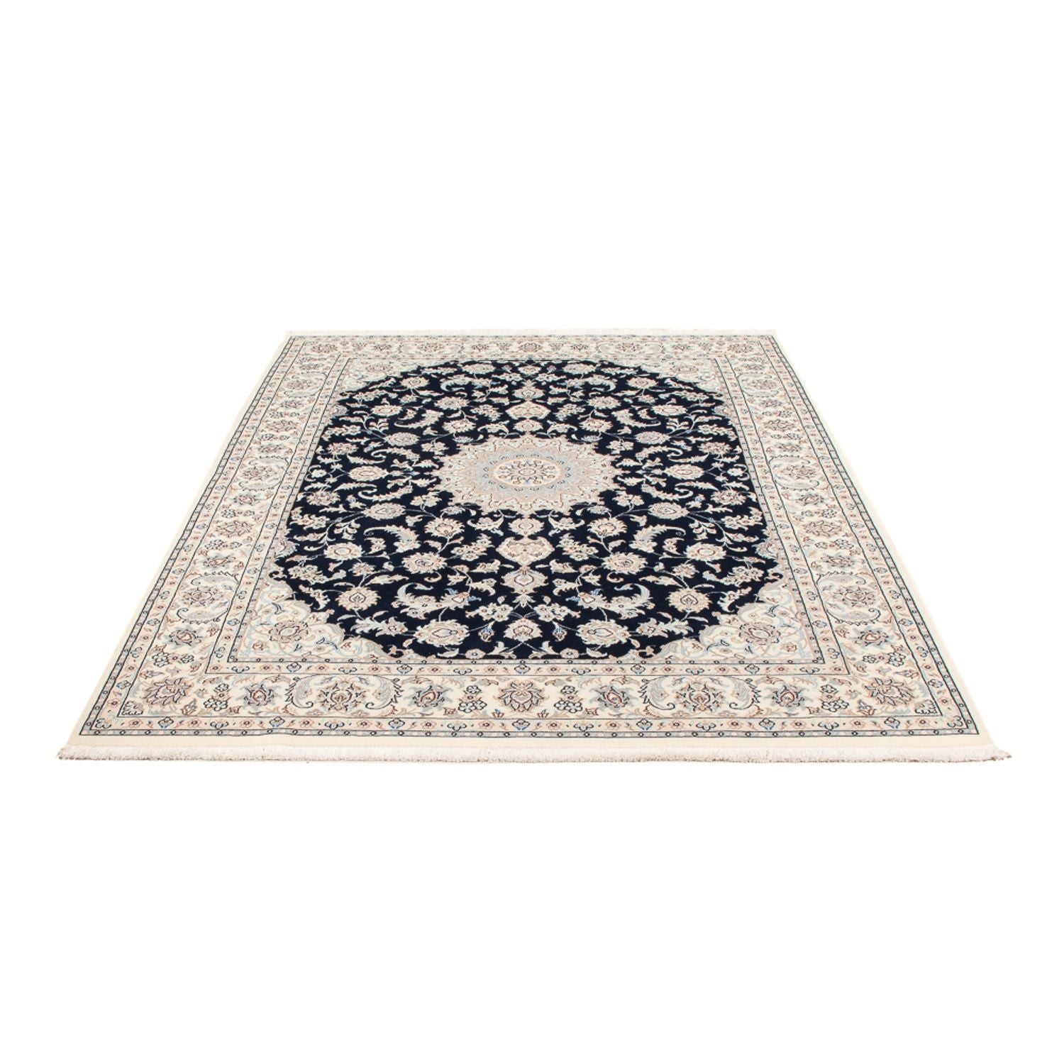 Persisk tæppe - Nain - Premium - 202 x 150 cm - mørkeblå