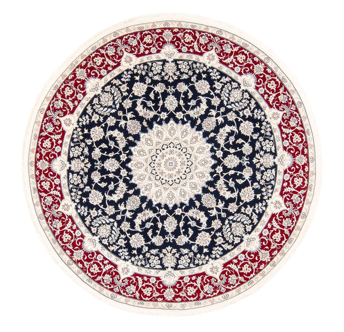 Persisk tæppe - Nain rundt  - 200 x 200 cm - mørkeblå